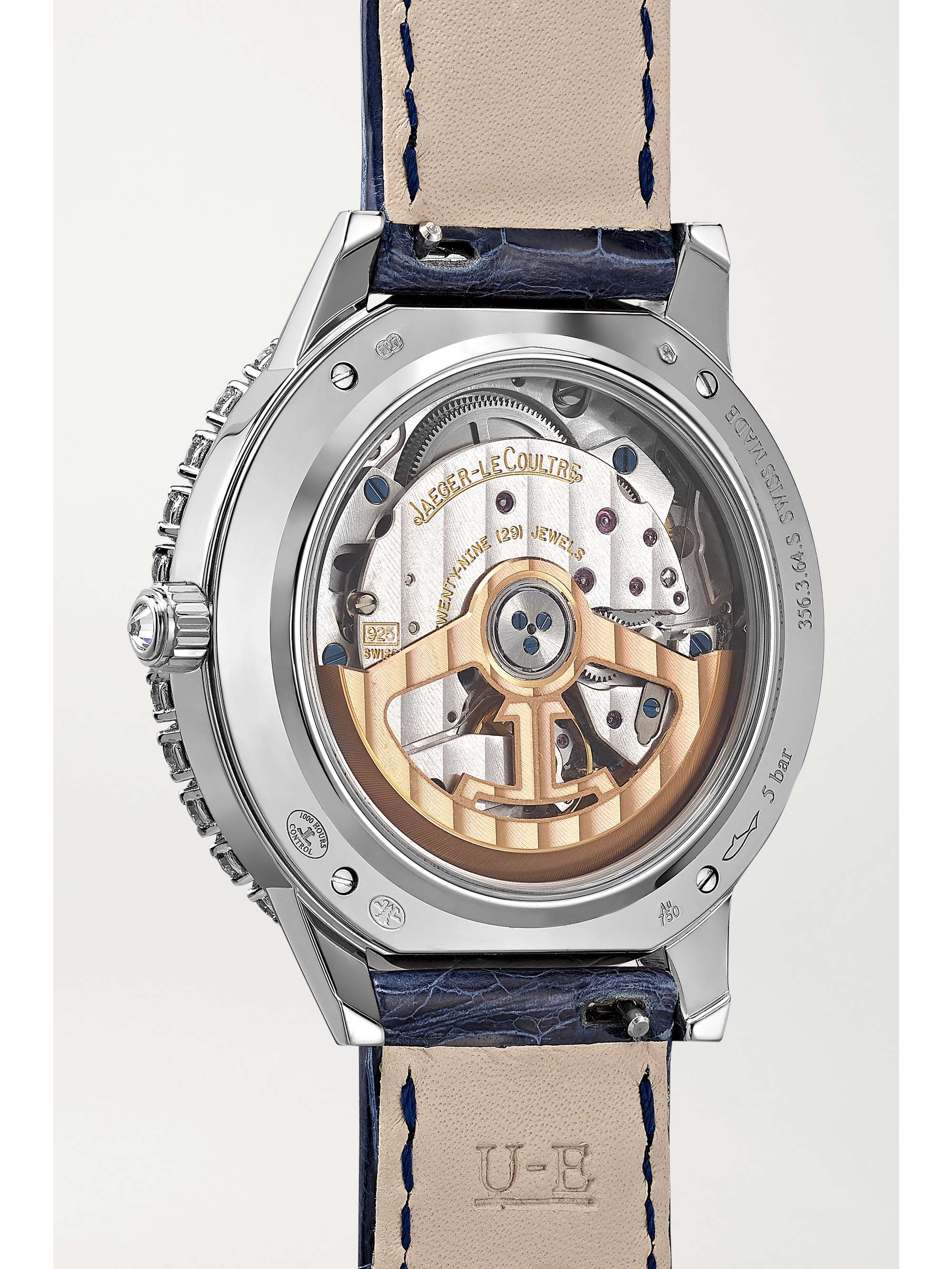 JAEGER LECOULTRE Dazzling Rendez-Vous Moon Automatic 36 mm Uhr aus Weißgold mit Diamanten und Alligatorlederarmband