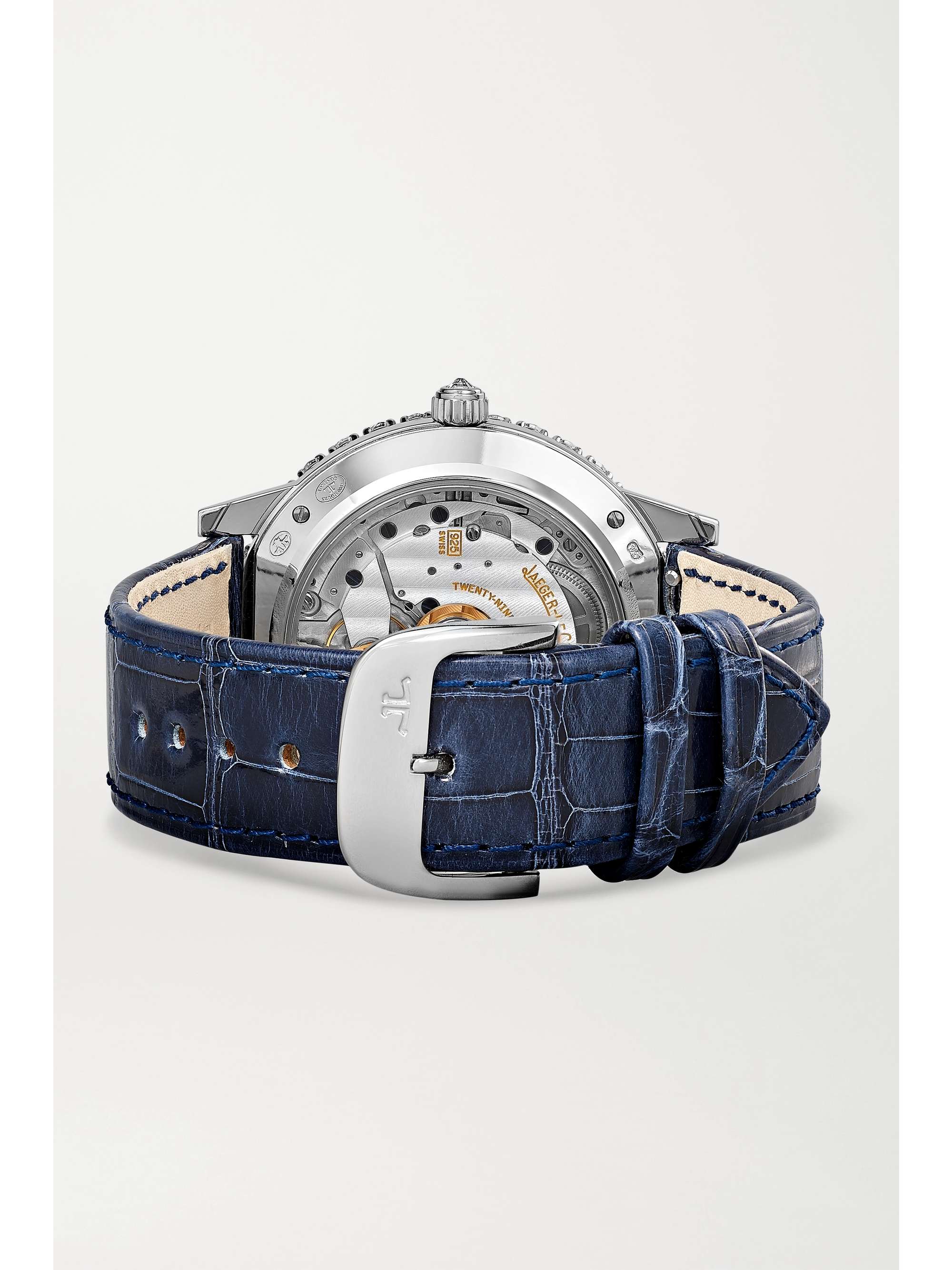 JAEGER LECOULTRE Dazzling Rendez-Vous Moon Automatic 36 mm Uhr aus Weißgold mit Diamanten und Alligatorlederarmband