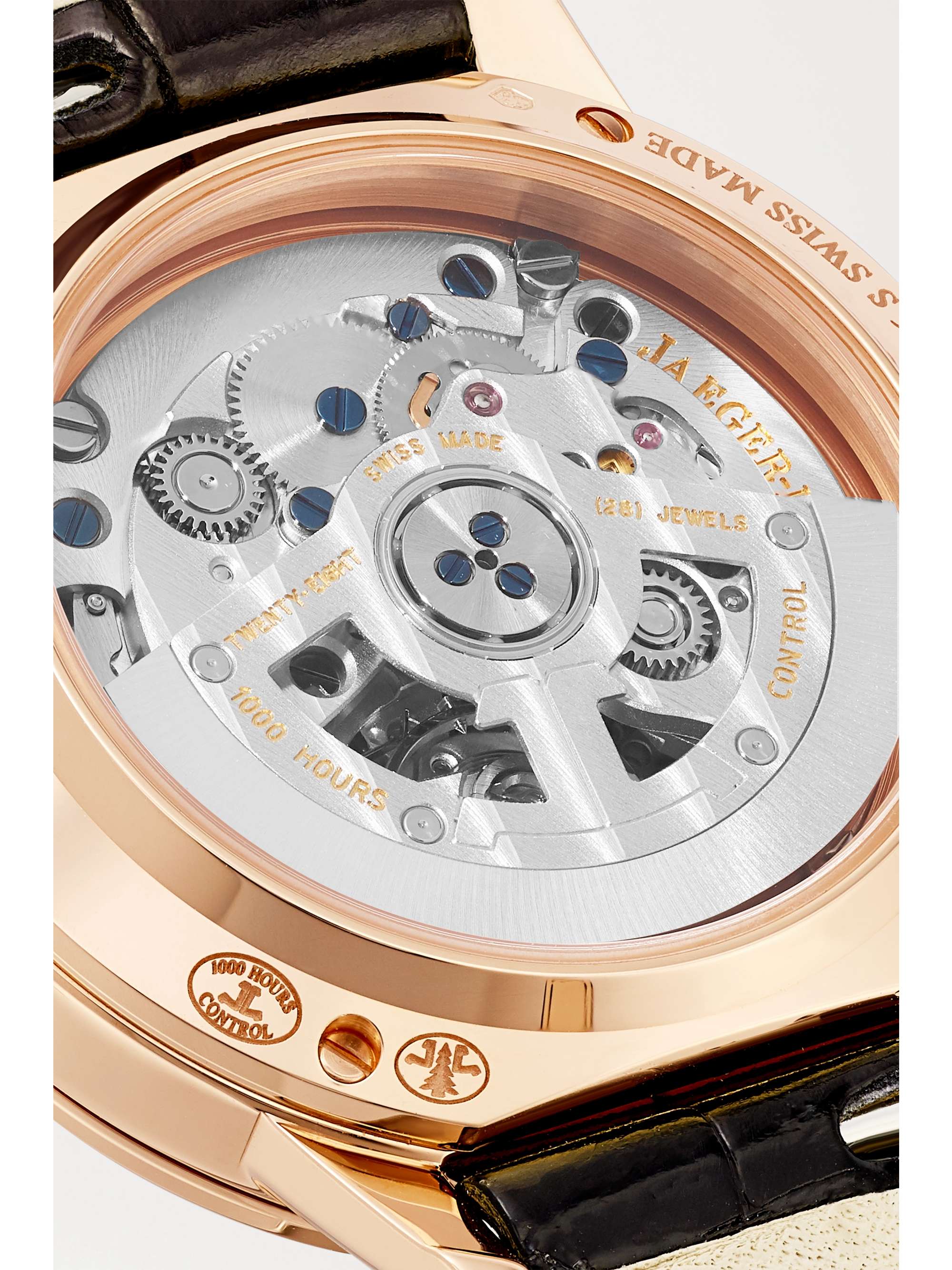 JAEGER LECOULTRE Rendez-Vous Night & Day Automatic Moon-Phase 29 毫米玫瑰金钻石小号腕表（短吻鳄鱼皮表带）