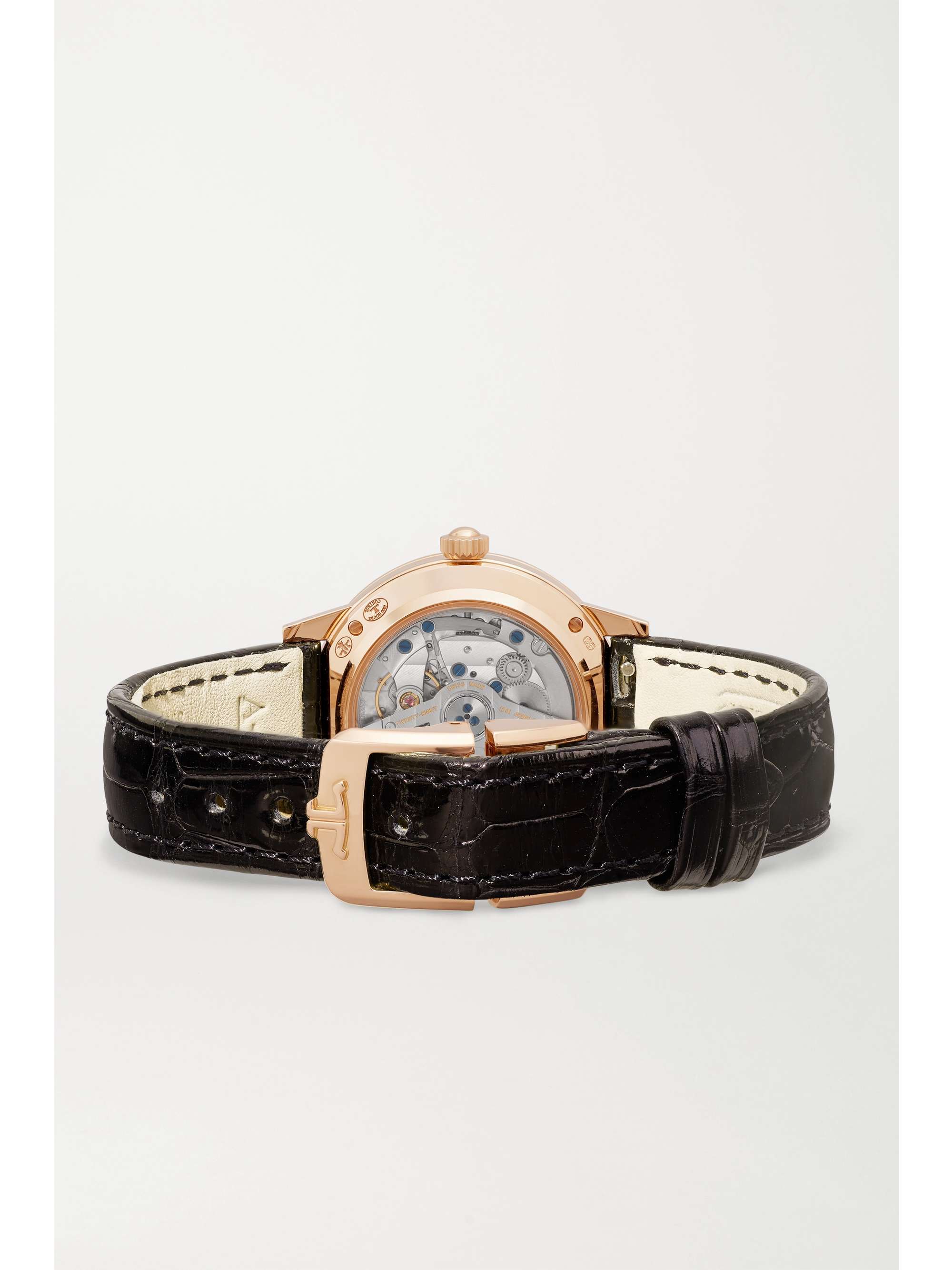 JAEGER LECOULTRE Rendez-Vous Night & Day Automatic Moon-Phase 29 毫米玫瑰金钻石小号腕表（短吻鳄鱼皮表带）