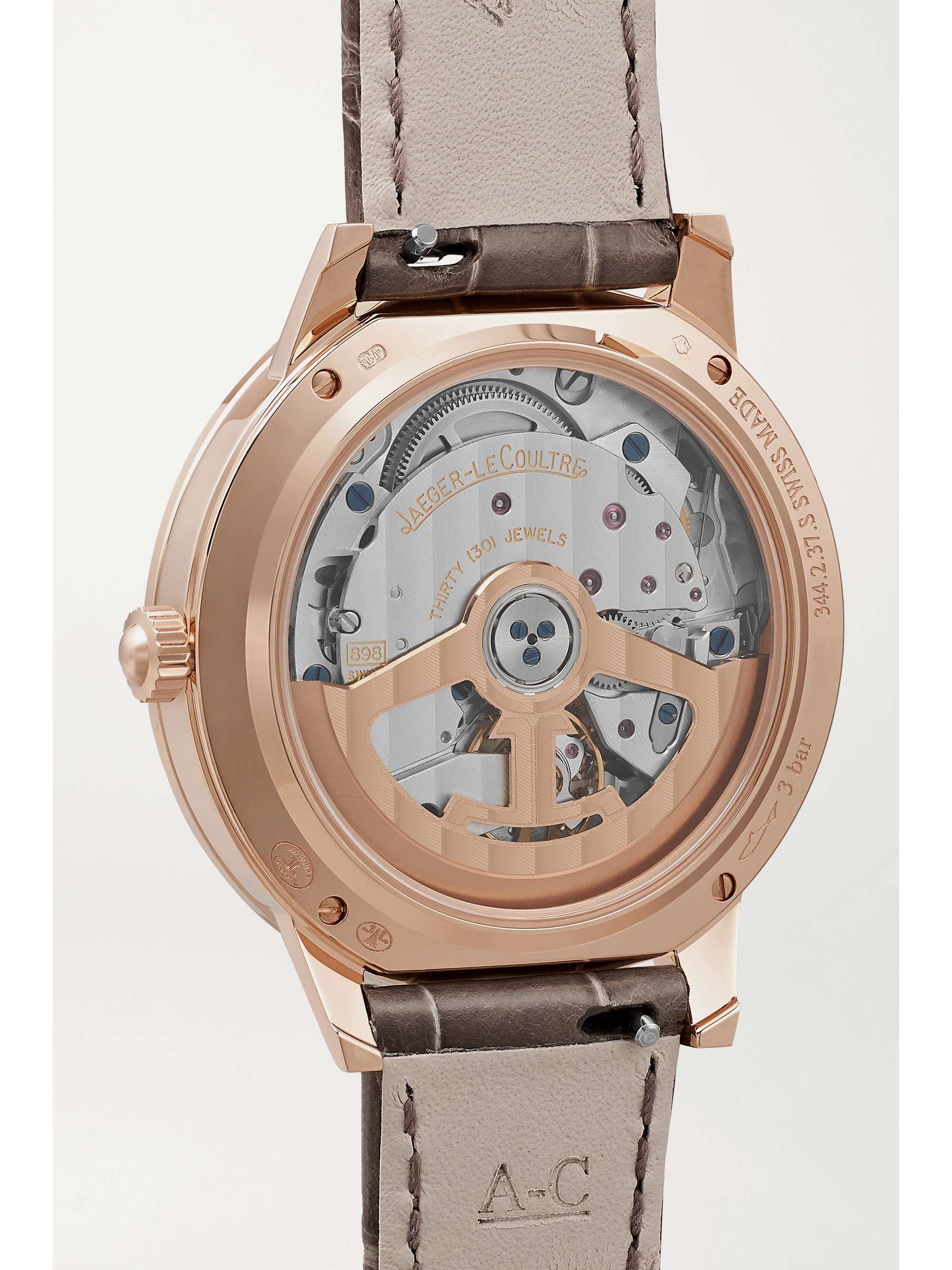 JAEGER LECOULTRE Rendez-Vous Night & Day automatic 34mm medium pink gold, alligator and diamond watch
