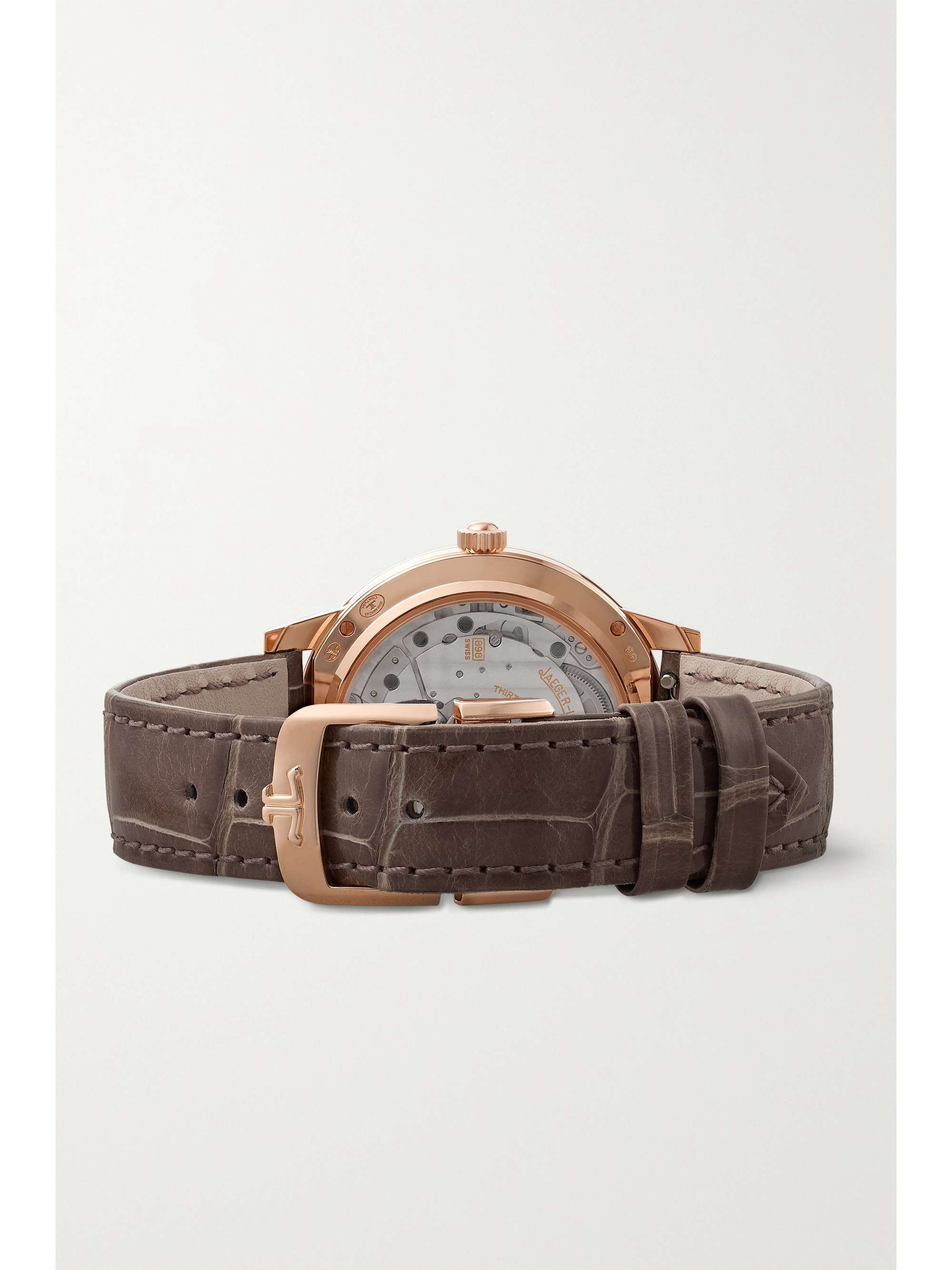JAEGER LECOULTRE Rendez-Vous Night & Day automatic 34mm medium pink gold, alligator and diamond watch