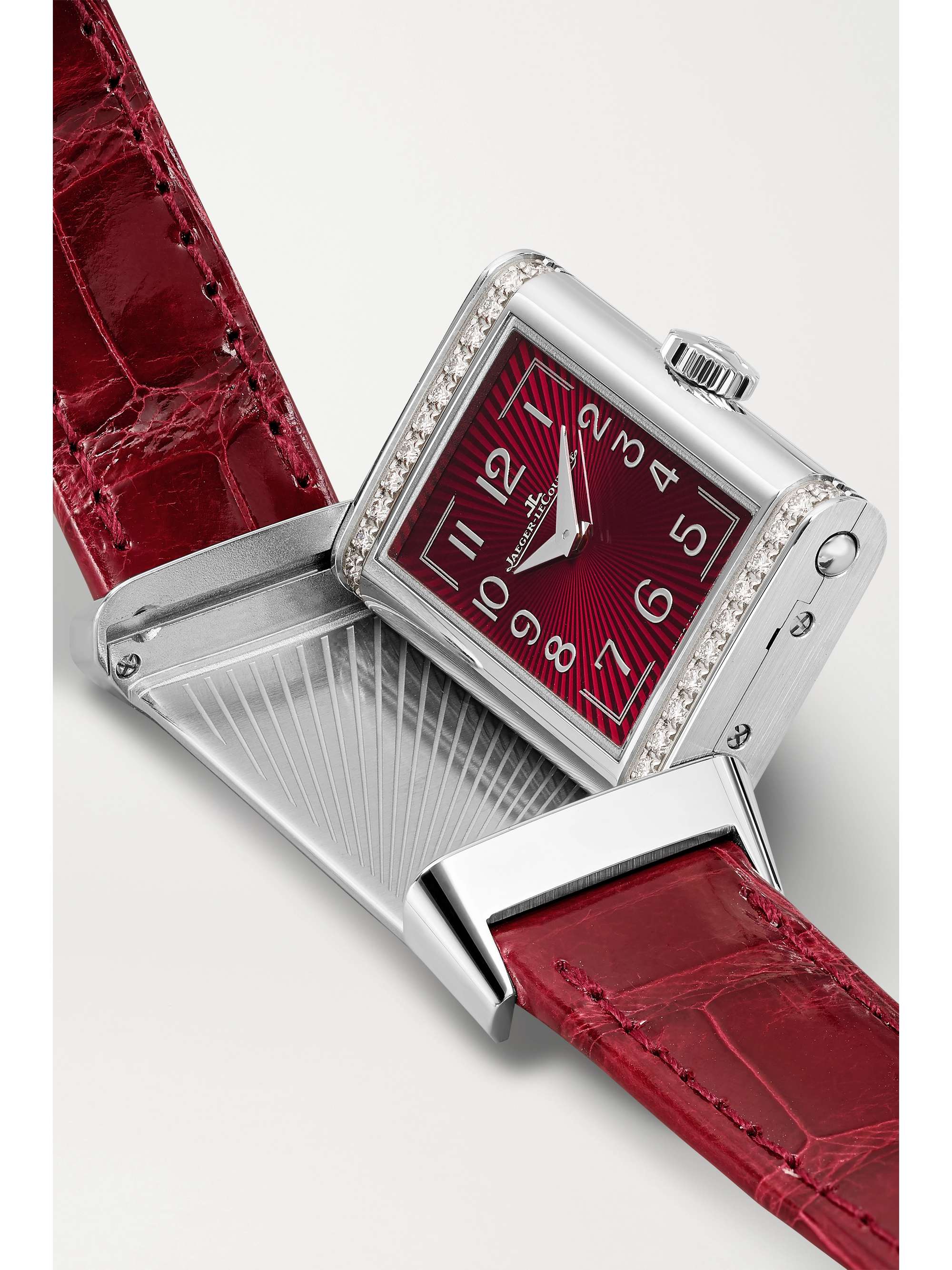 JAEGER LECOULTRE Reverso One 20 毫米精钢钻石腕表（短吻鳄鱼皮表带）