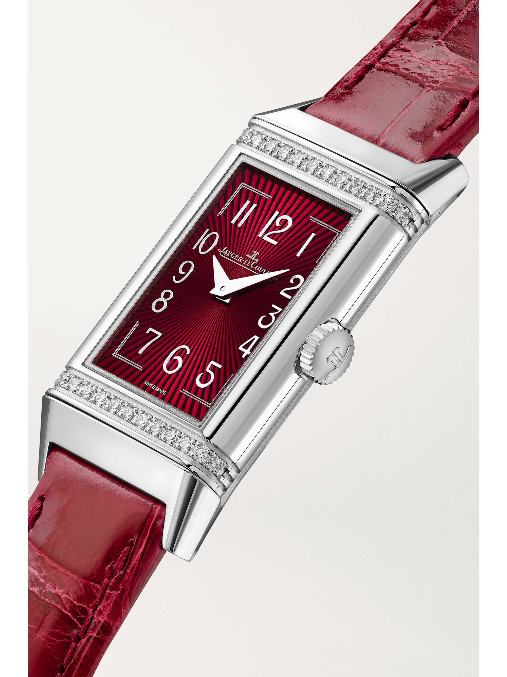 JAEGER LECOULTRE Reverso One 20 毫米精钢钻石腕表（短吻鳄鱼皮表带）