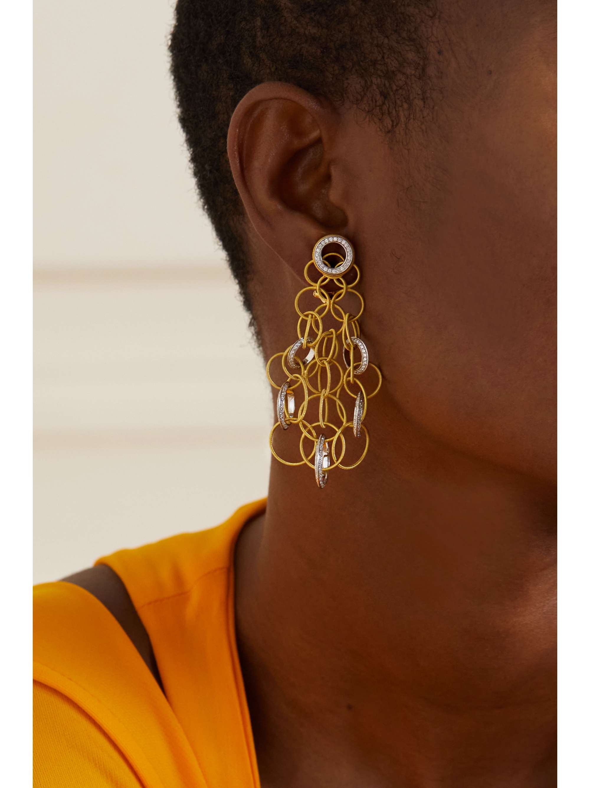 BUCCELLATI Hawaii 18-karat yellow and white gold diamond earrings
