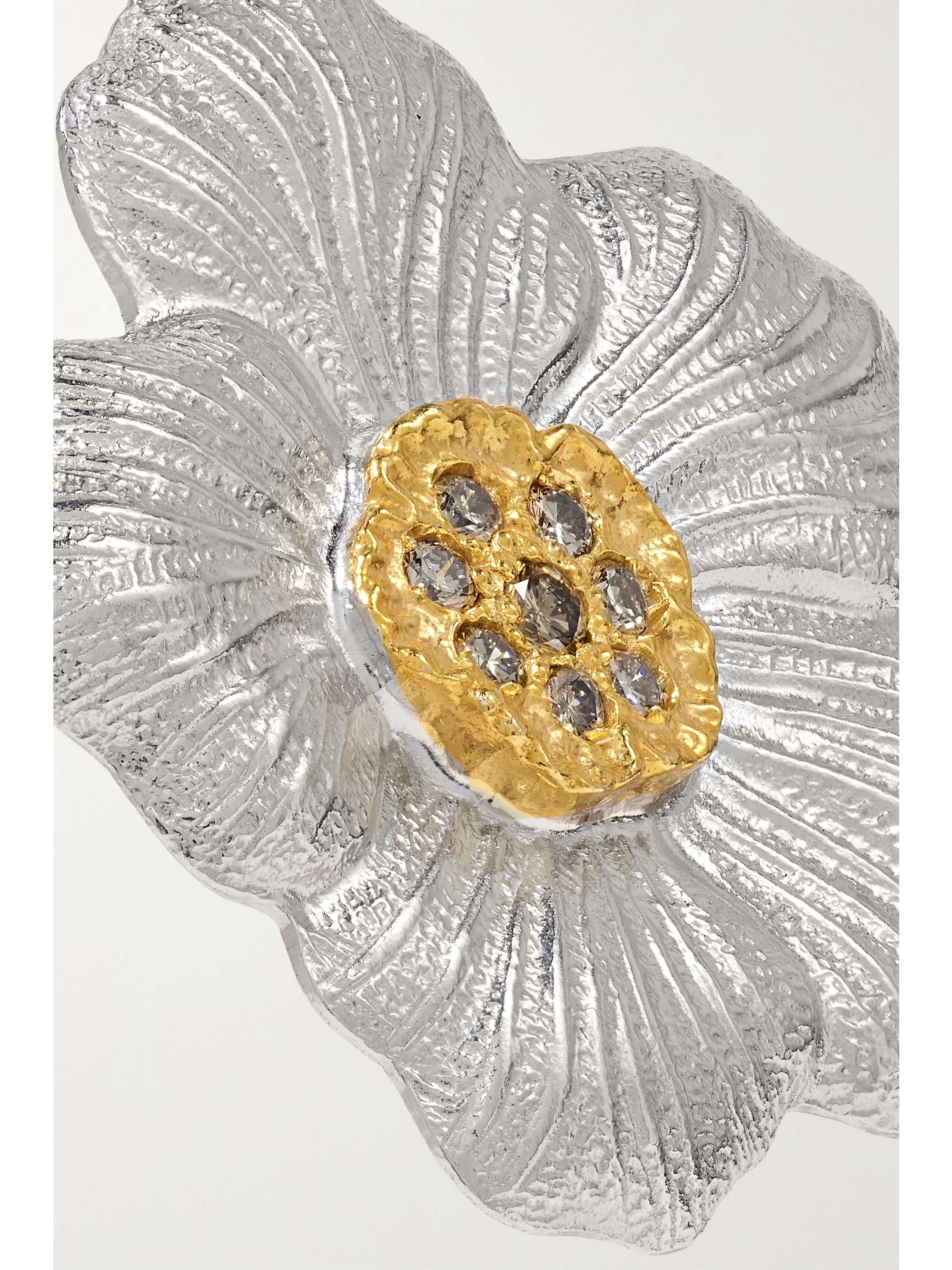 BUCCELLATI Gardenia silver and gold vermeil diamond earrings