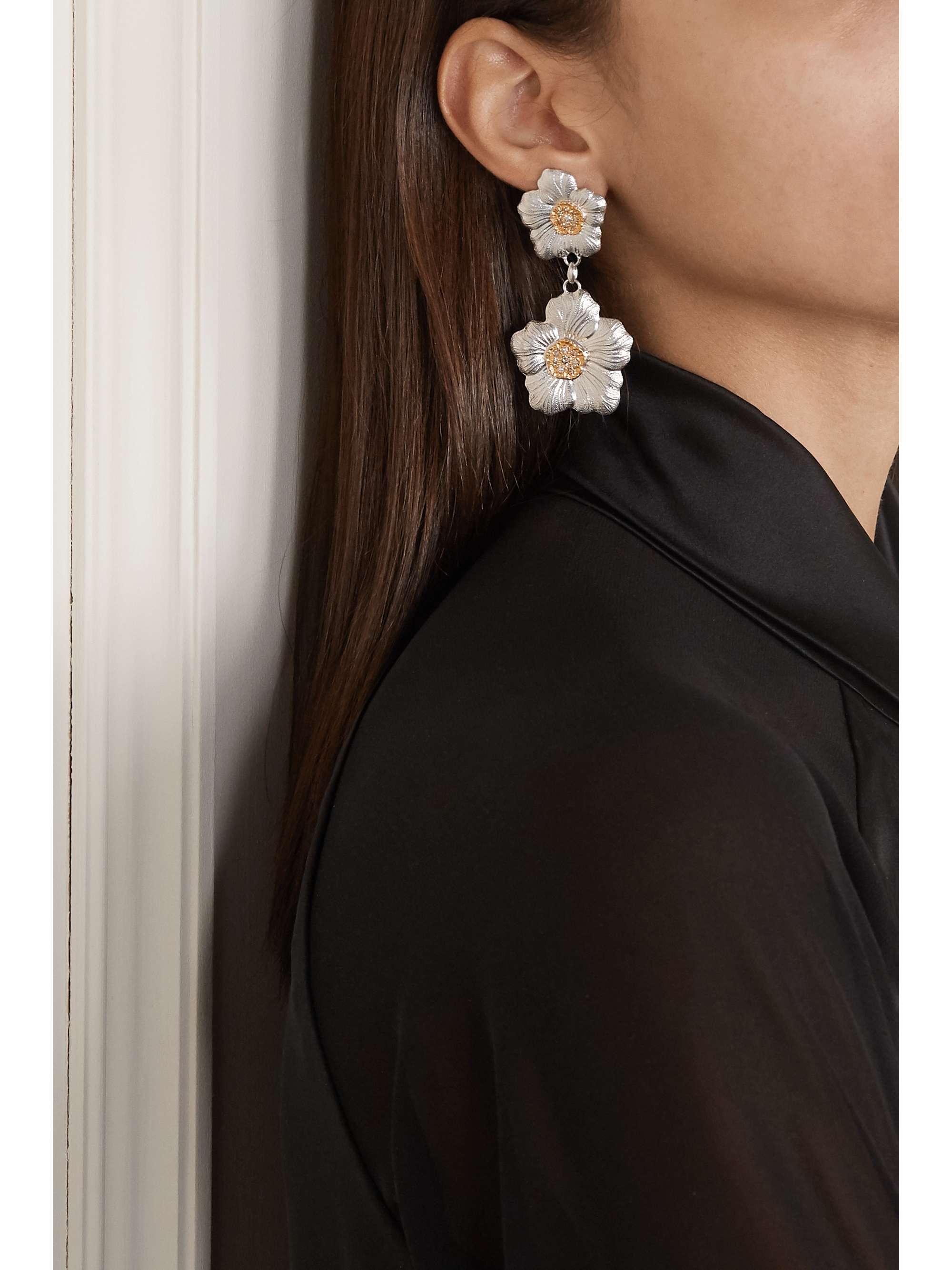 BUCCELLATI Gardenia silver and gold vermeil diamond earrings