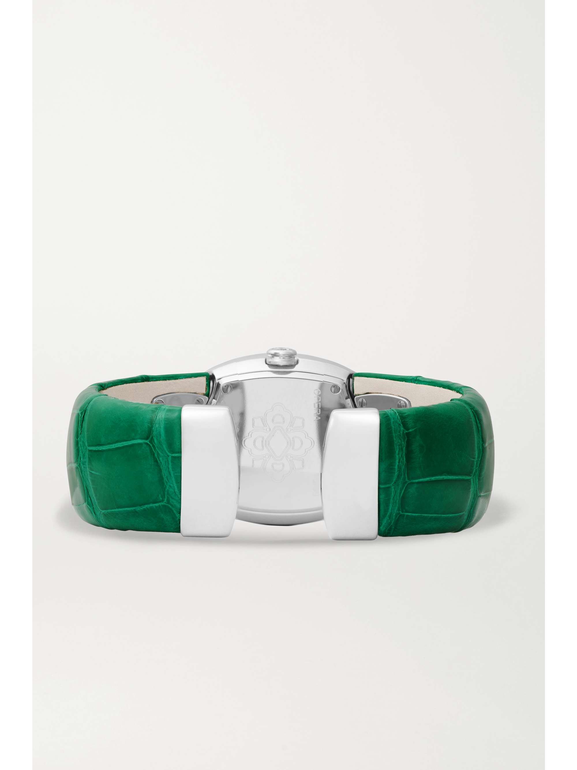 BUCCELLATI Opera 28mm 18-karat white gold, alligator and diamond watch