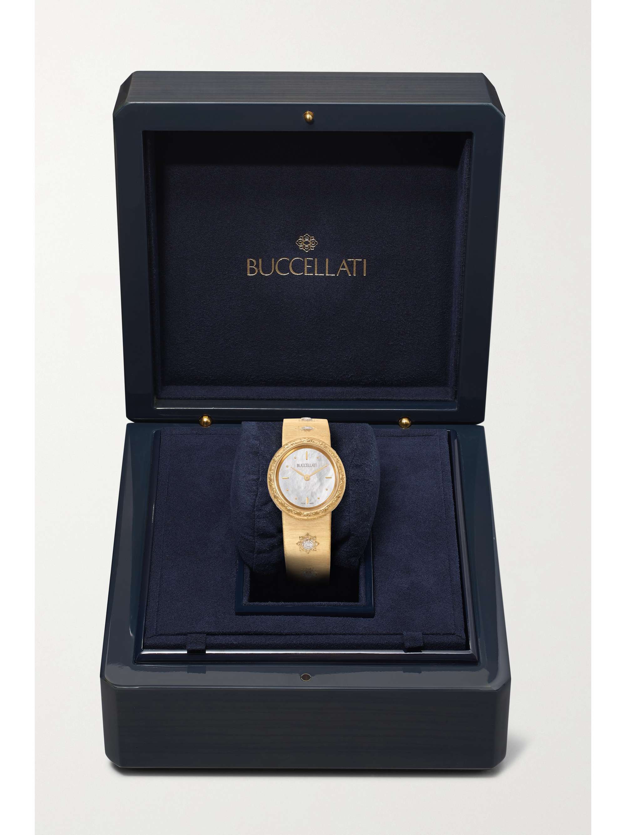 BUCCELLATI Montre en or 18 carats (750/1000), malachite et diamants Macri 24 mm