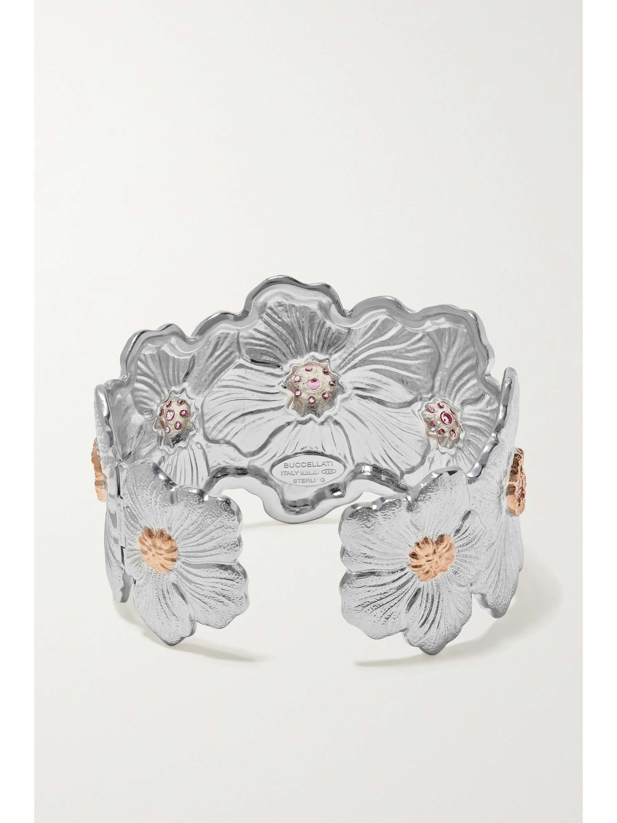 BUCCELLATI Gardenia sterling silver and pink gold vermeil sapphire cuff