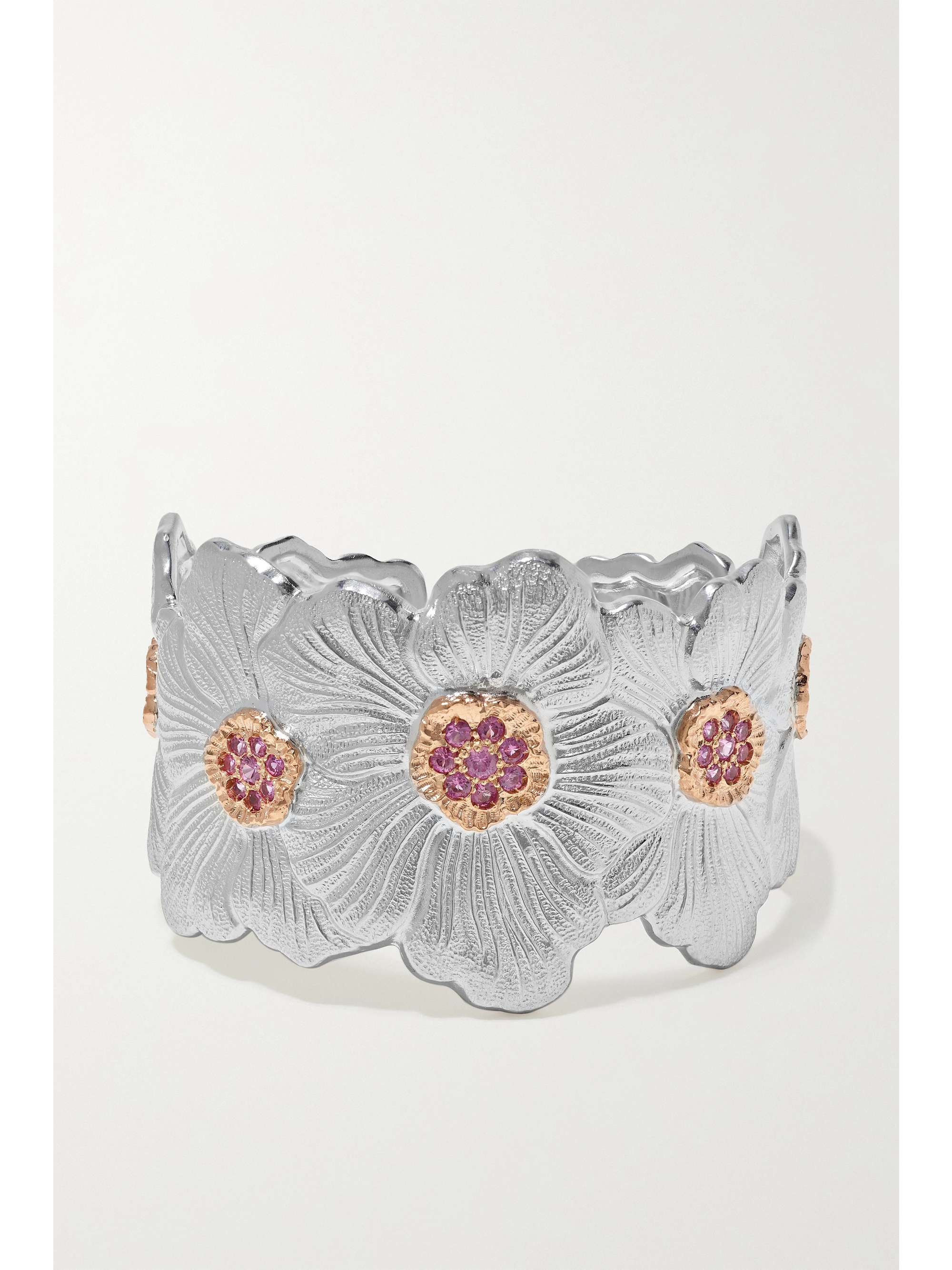 BUCCELLATI Gardenia sterling silver and pink gold vermeil sapphire cuff