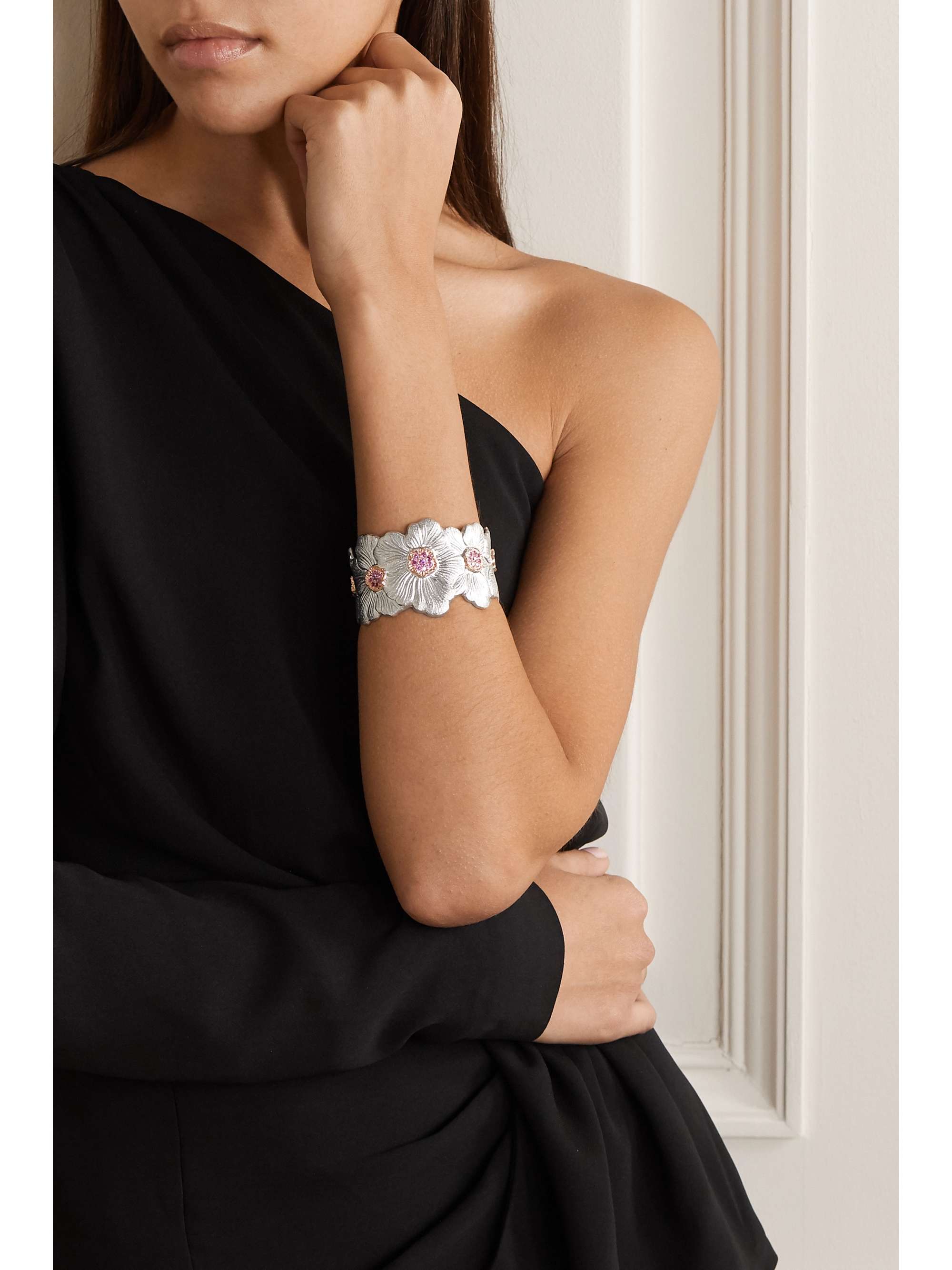BUCCELLATI Gardenia sterling silver and pink gold vermeil sapphire cuff