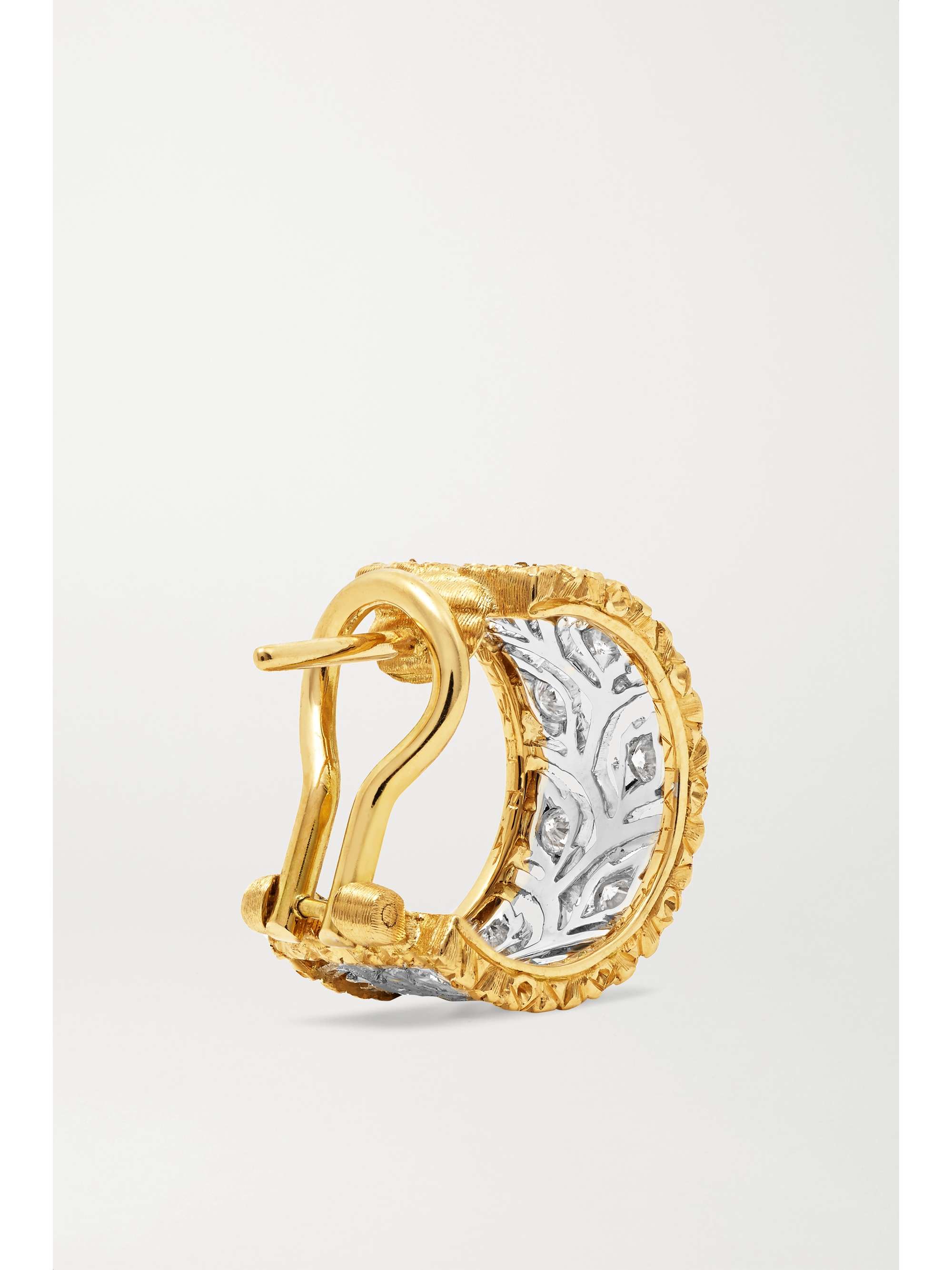 BUCCELLATI Ramage 18-karat white and yellow gold diamond hoop earrings