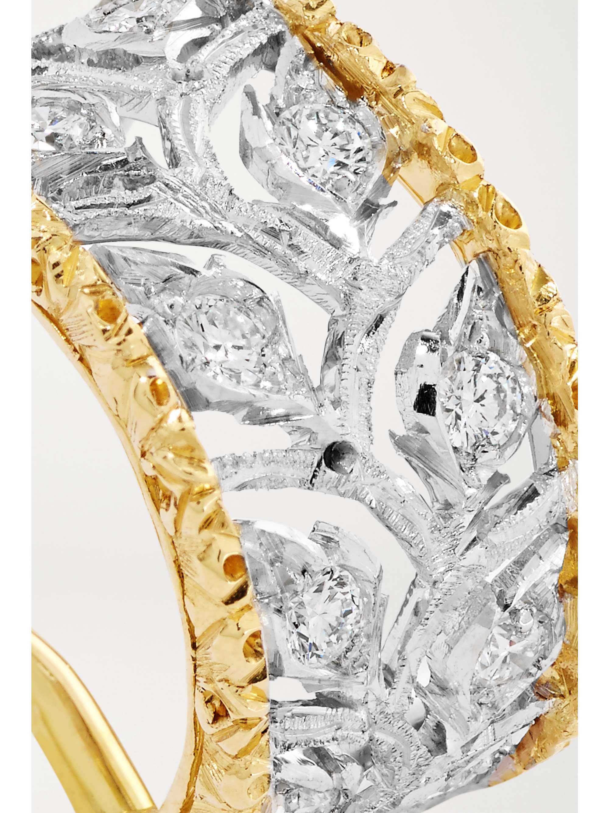 BUCCELLATI Ramage 18-karat white and yellow gold diamond hoop earrings