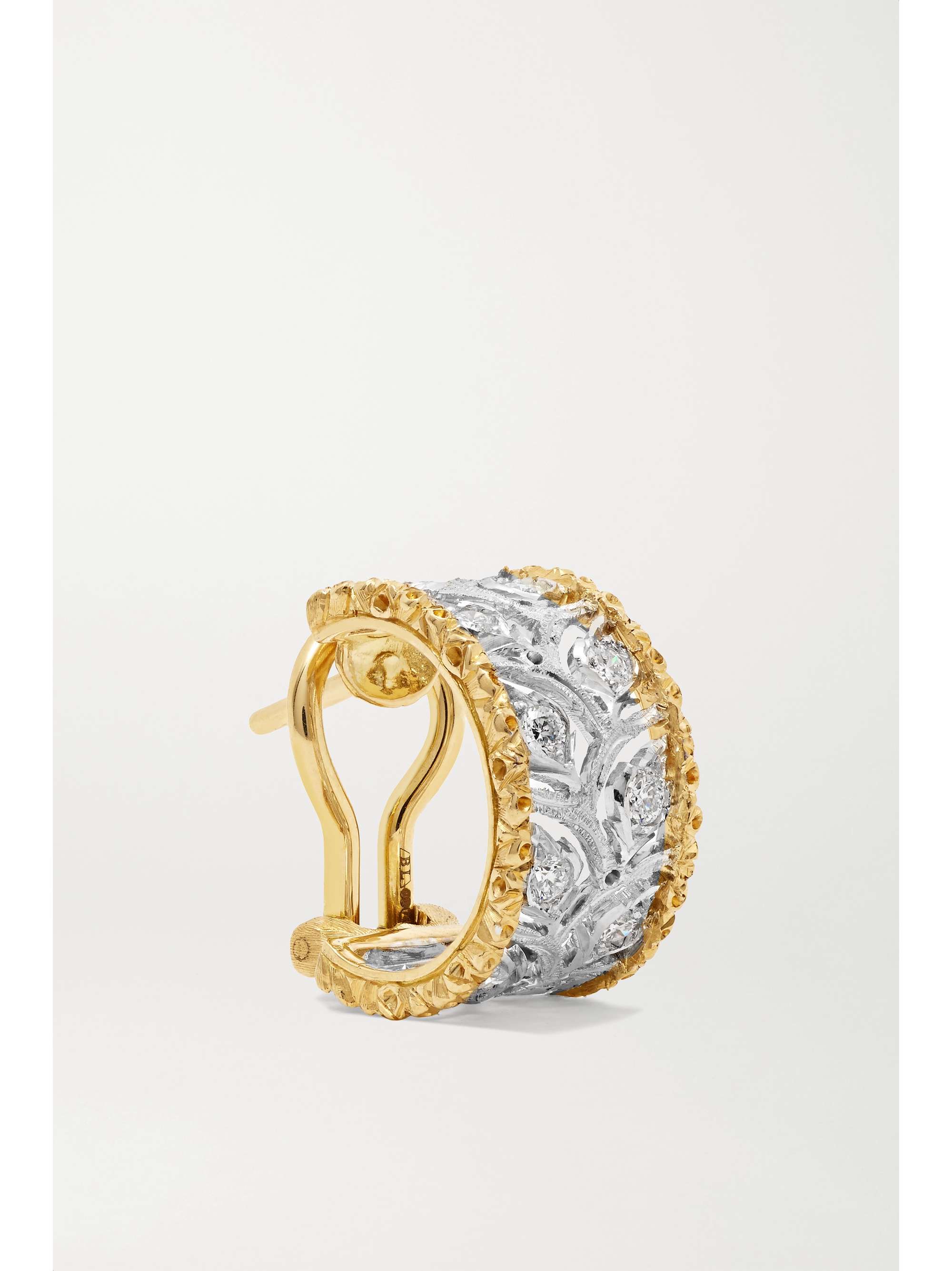 BUCCELLATI Ramage 18-karat white and yellow gold diamond hoop earrings