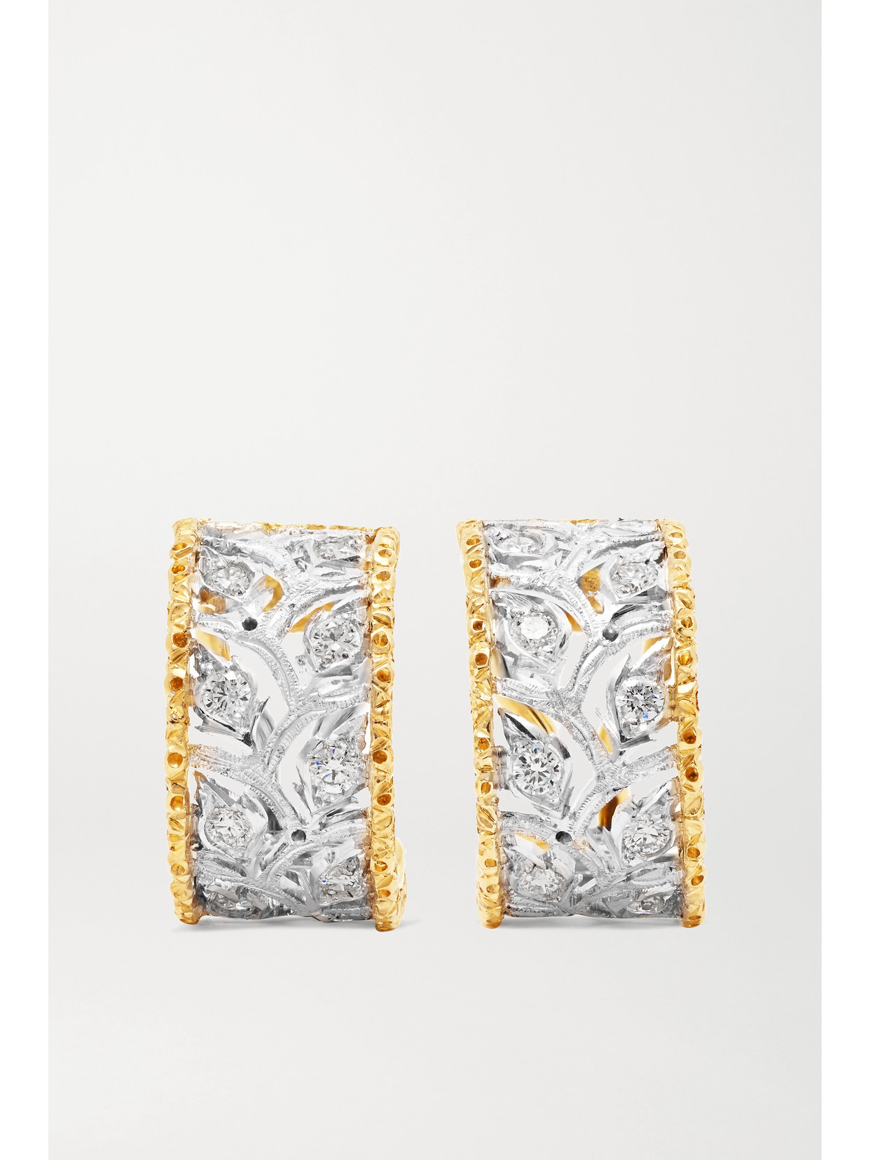 Buccellati Ramage 18-karat White And Yellow Gold Diamond Hoop Earrings