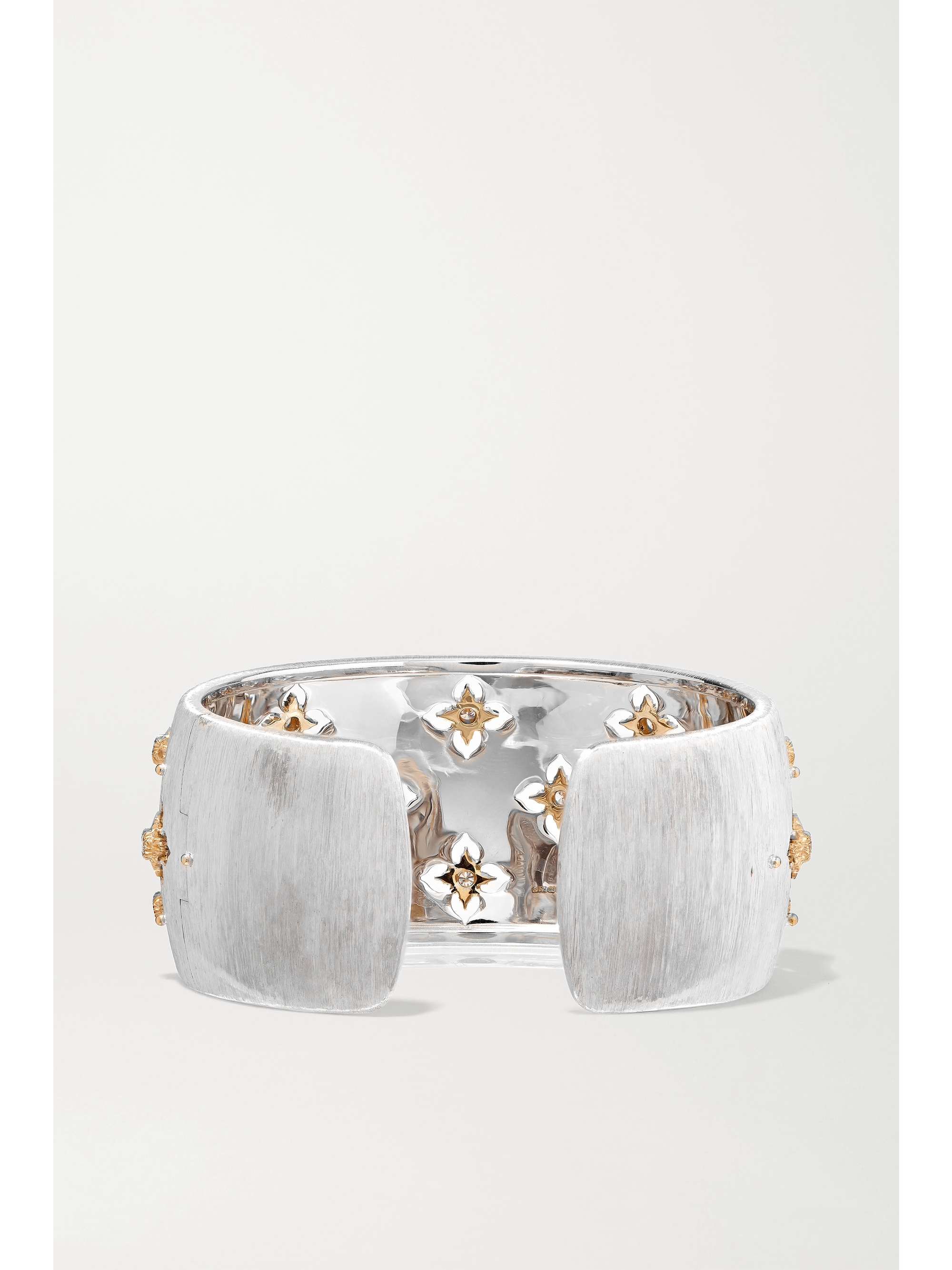 BUCCELLATI Macri Giglio 18-karat white and yellow gold diamond cuff