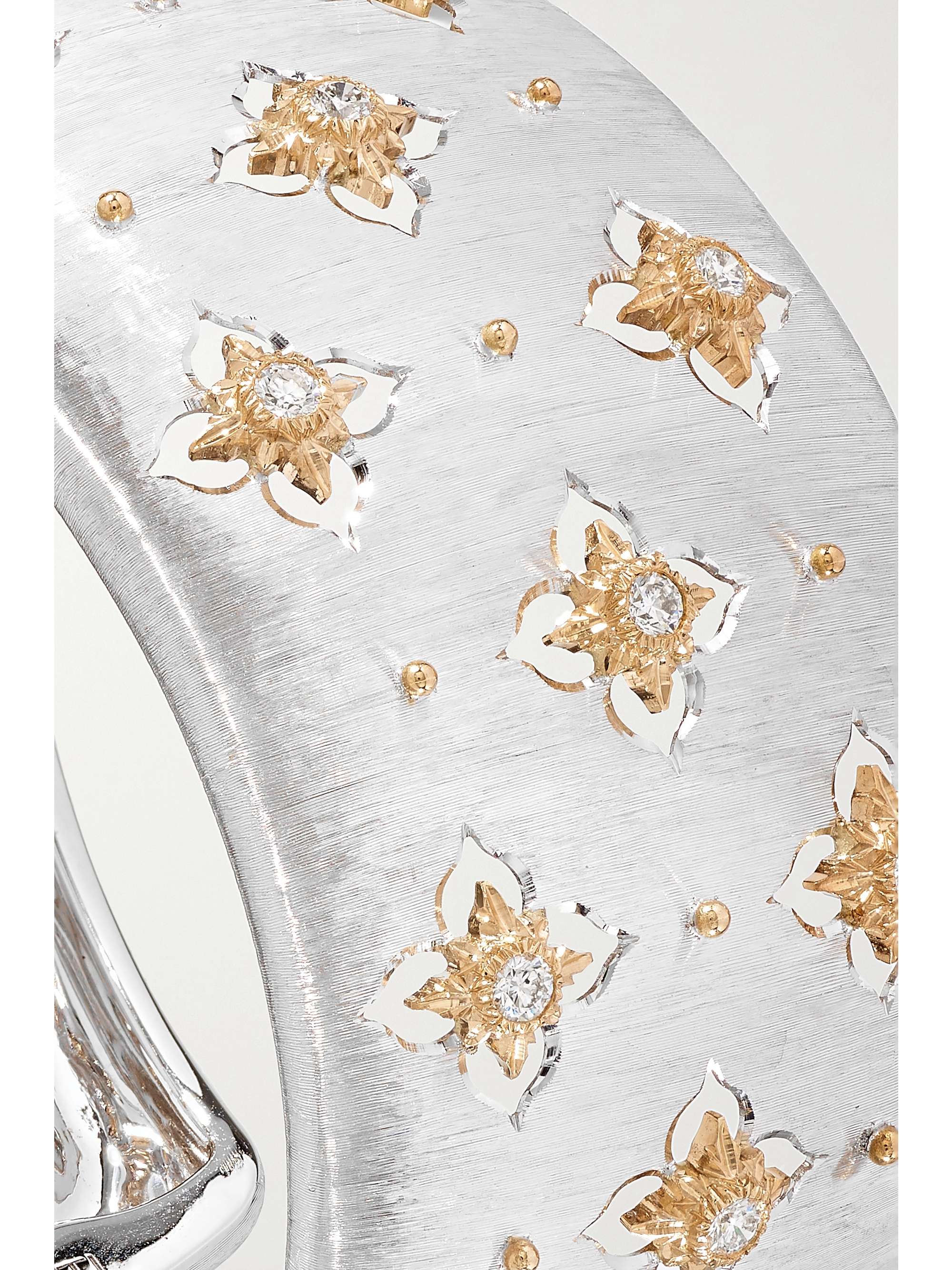 BUCCELLATI Macri Giglio 18-karat white and yellow gold diamond cuff