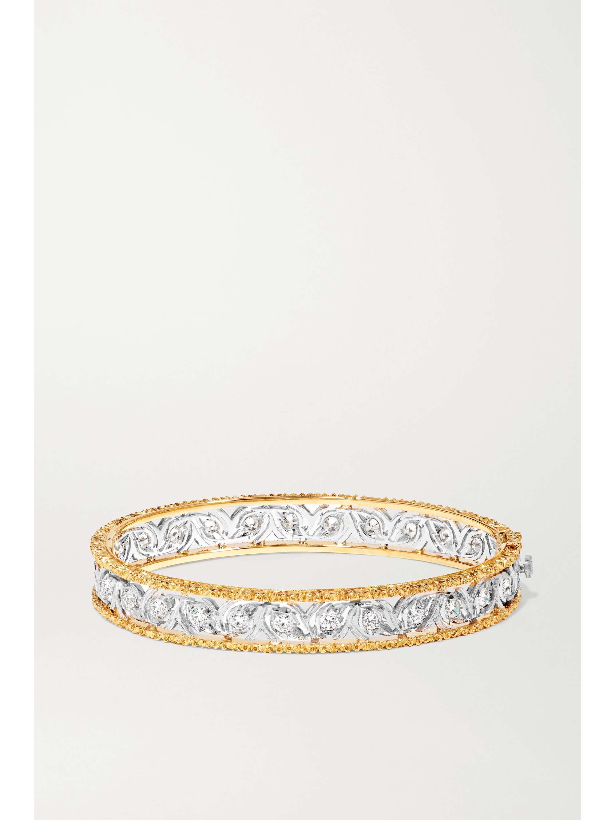 BUCCELLATI Ramage 18-karat white and yellow gold diamond bangle