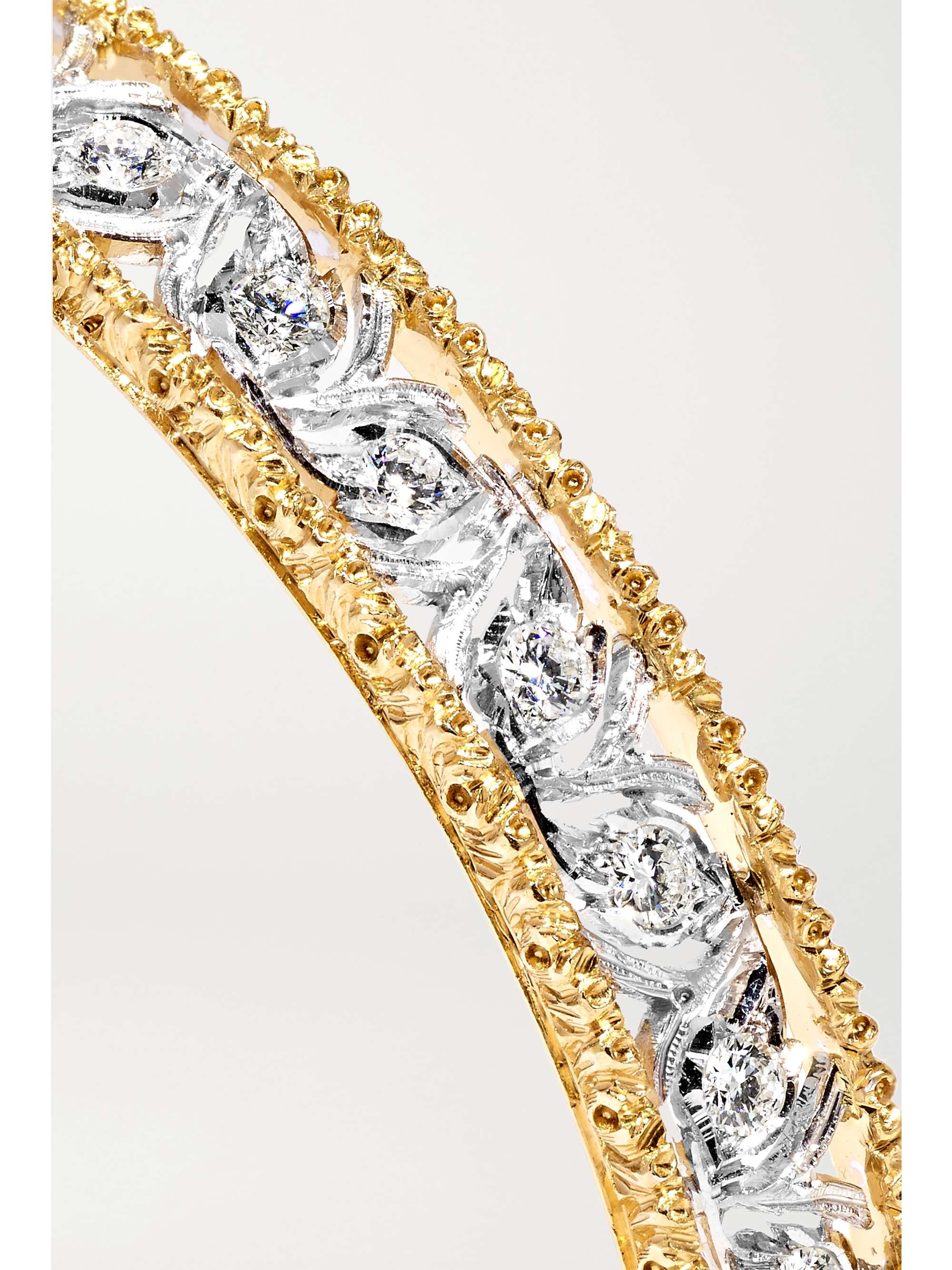 BUCCELLATI Ramage 18-karat white and yellow gold diamond bangle