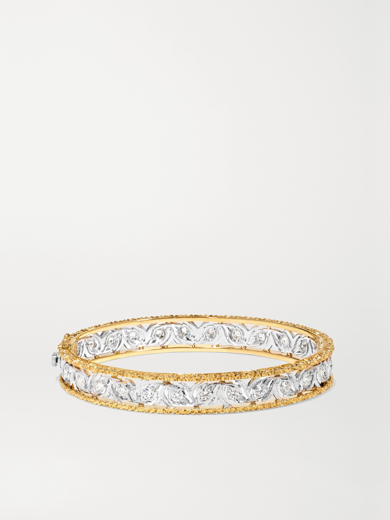 Buccellati Ramage 18-karat White And Yellow Gold Diamond Bangle