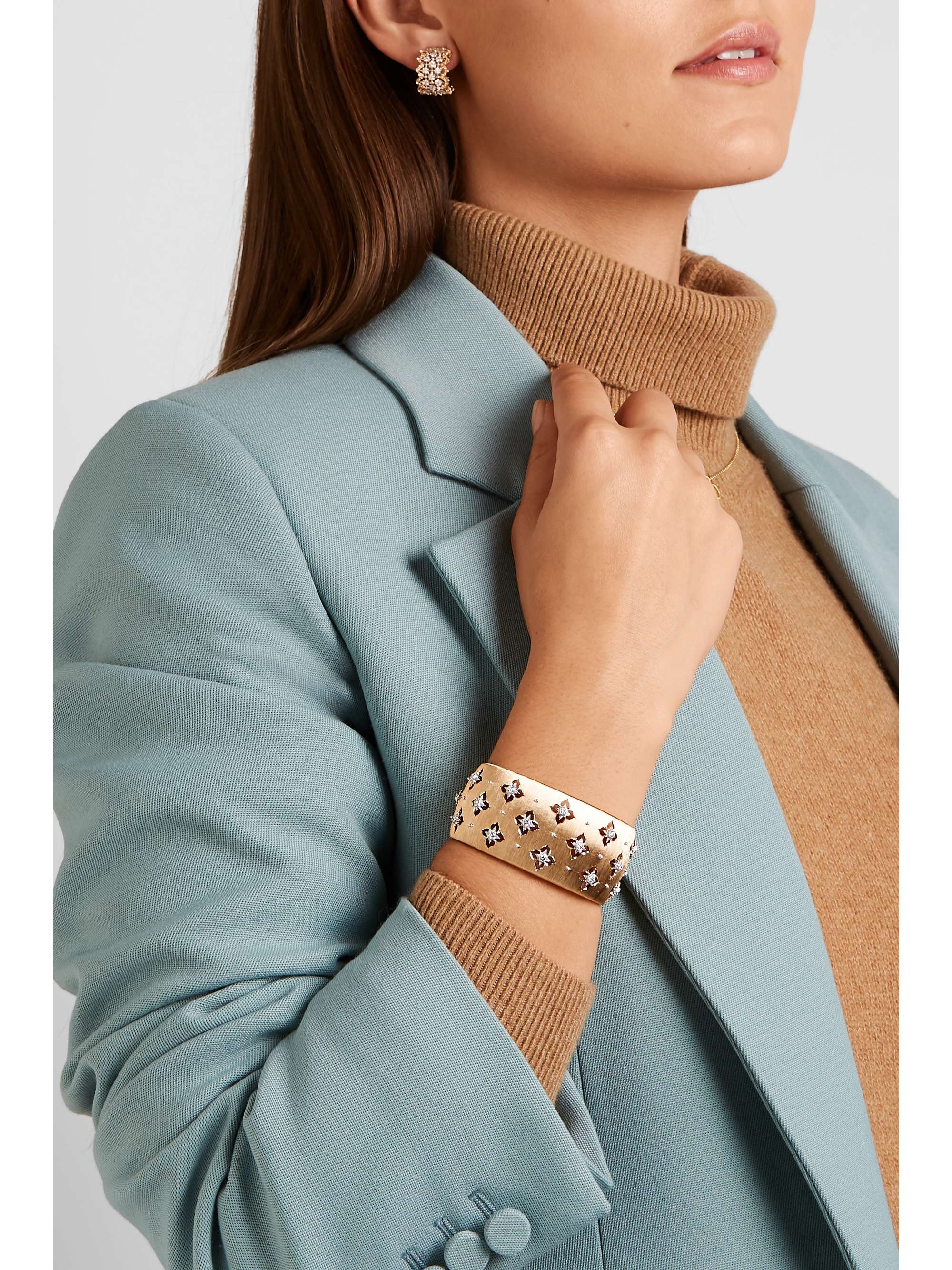 BUCCELLATI Macri Giglio 18-karat white and yellow gold diamond cuff