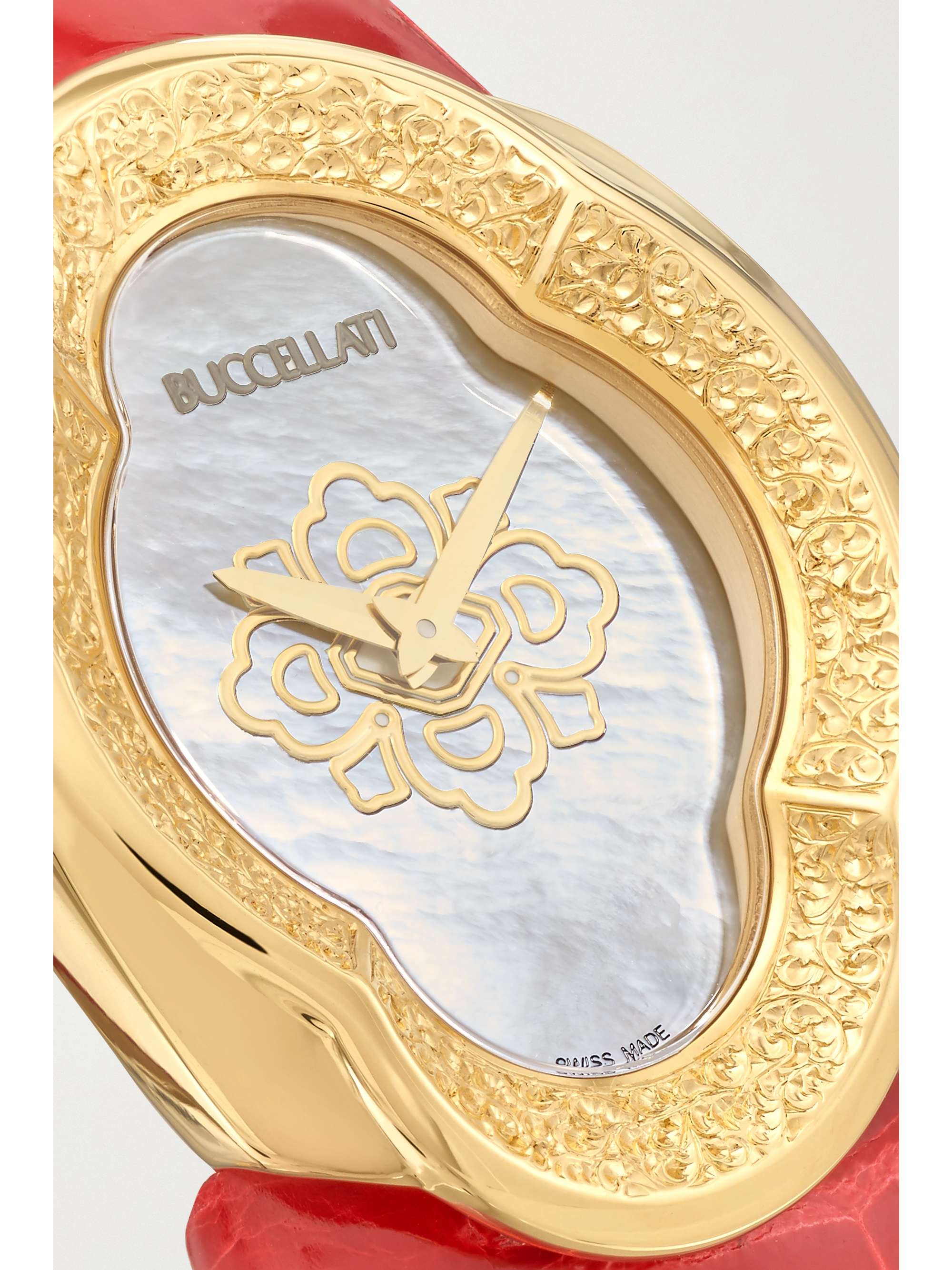 BUCCELLATI Opera 28mm 18-karat gold, alligator and mother-of-pearl watch