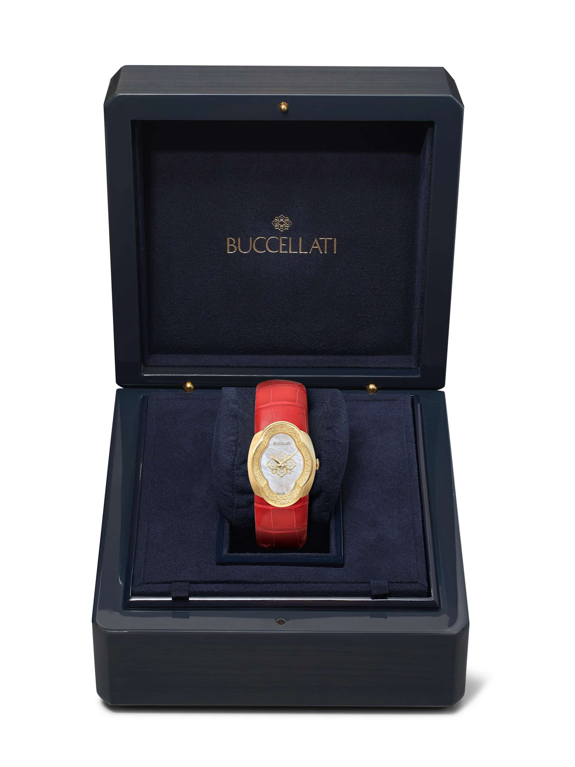 BUCCELLATI Opera 28mm 18-karat gold, alligator and mother-of-pearl watch