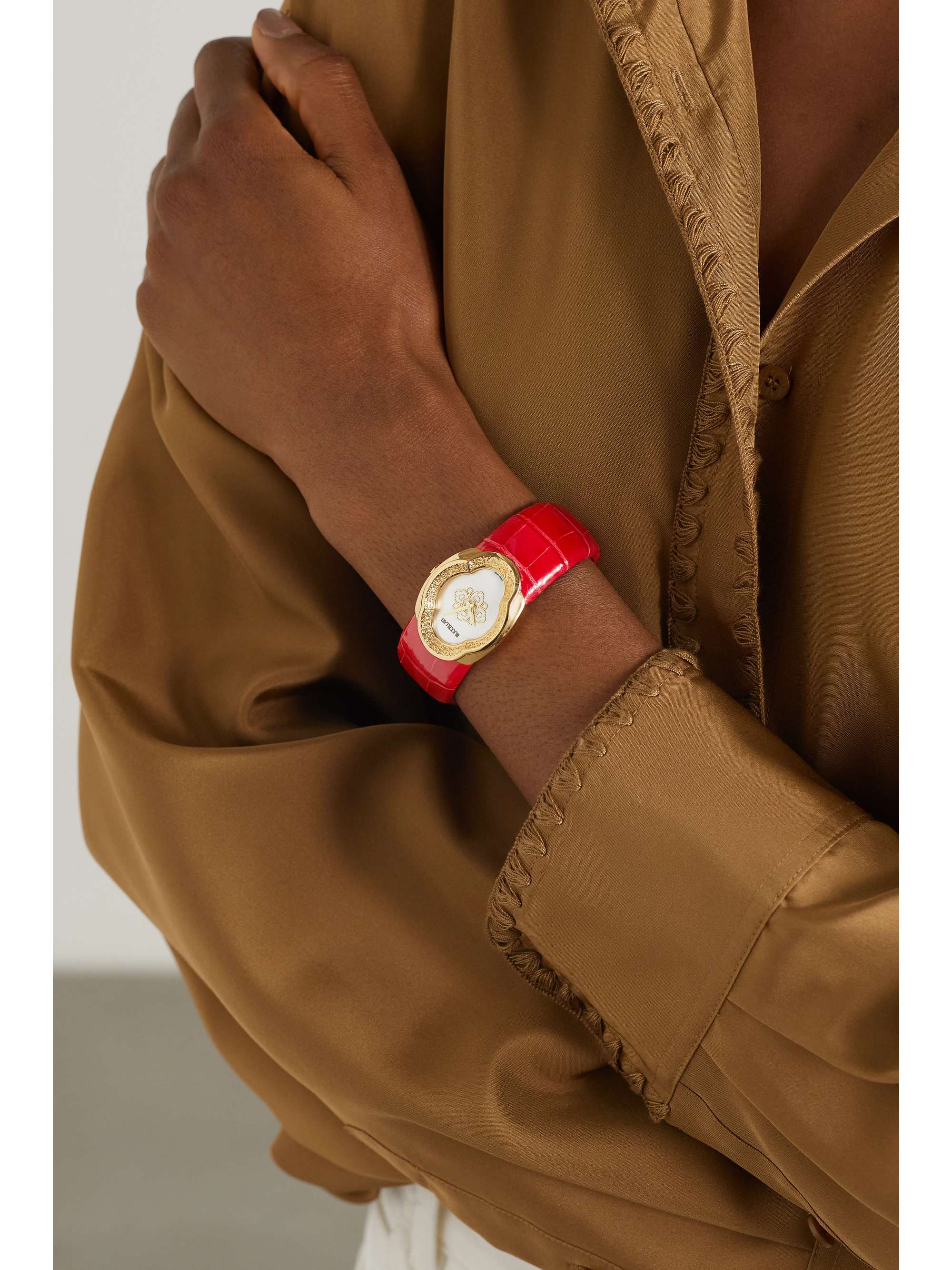 BUCCELLATI Opera 28mm 18-karat gold, alligator and mother-of-pearl watch