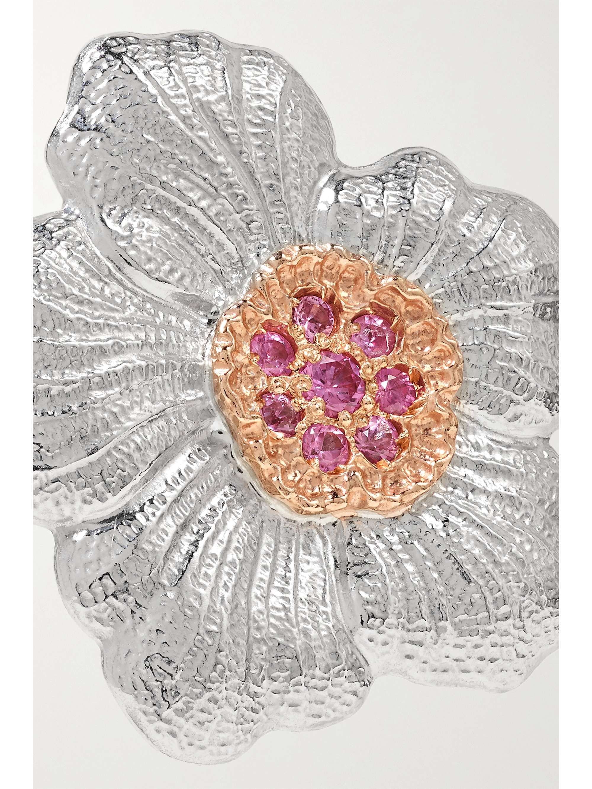 BUCCELLATI Gardenia sterling silver and pink gold vermeil sapphire earrings