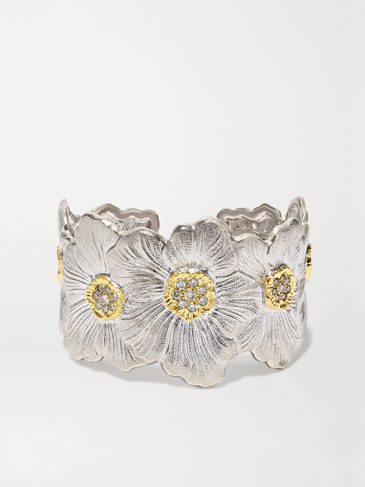 Buccellati - Sterling Silver And Gold Vermeil Diamond Cuff - S