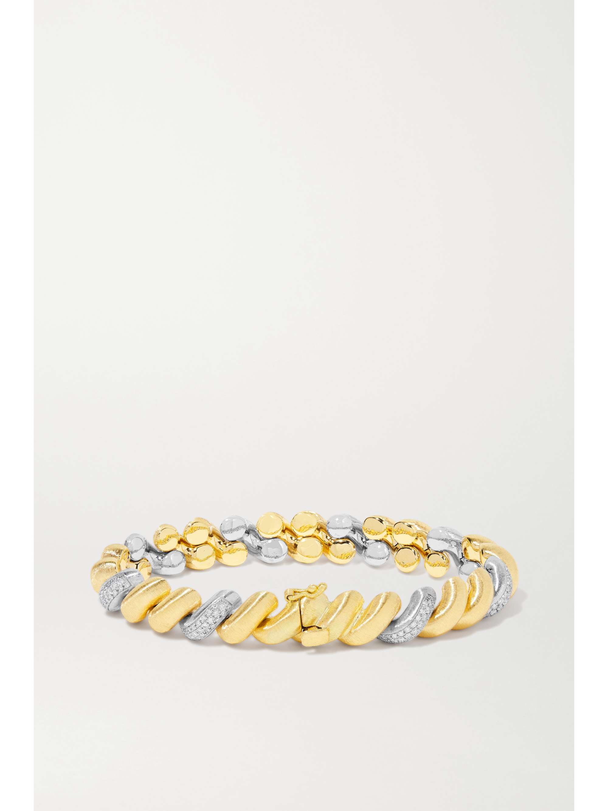 BUCCELLATI 18-karat yellow and white gold diamond bracelet