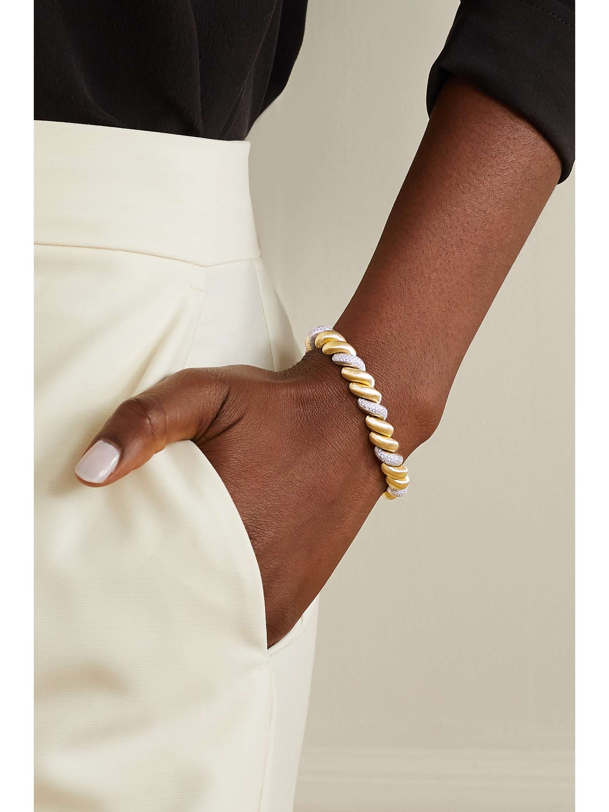 BUCCELLATI 18-karat yellow and white gold diamond bracelet