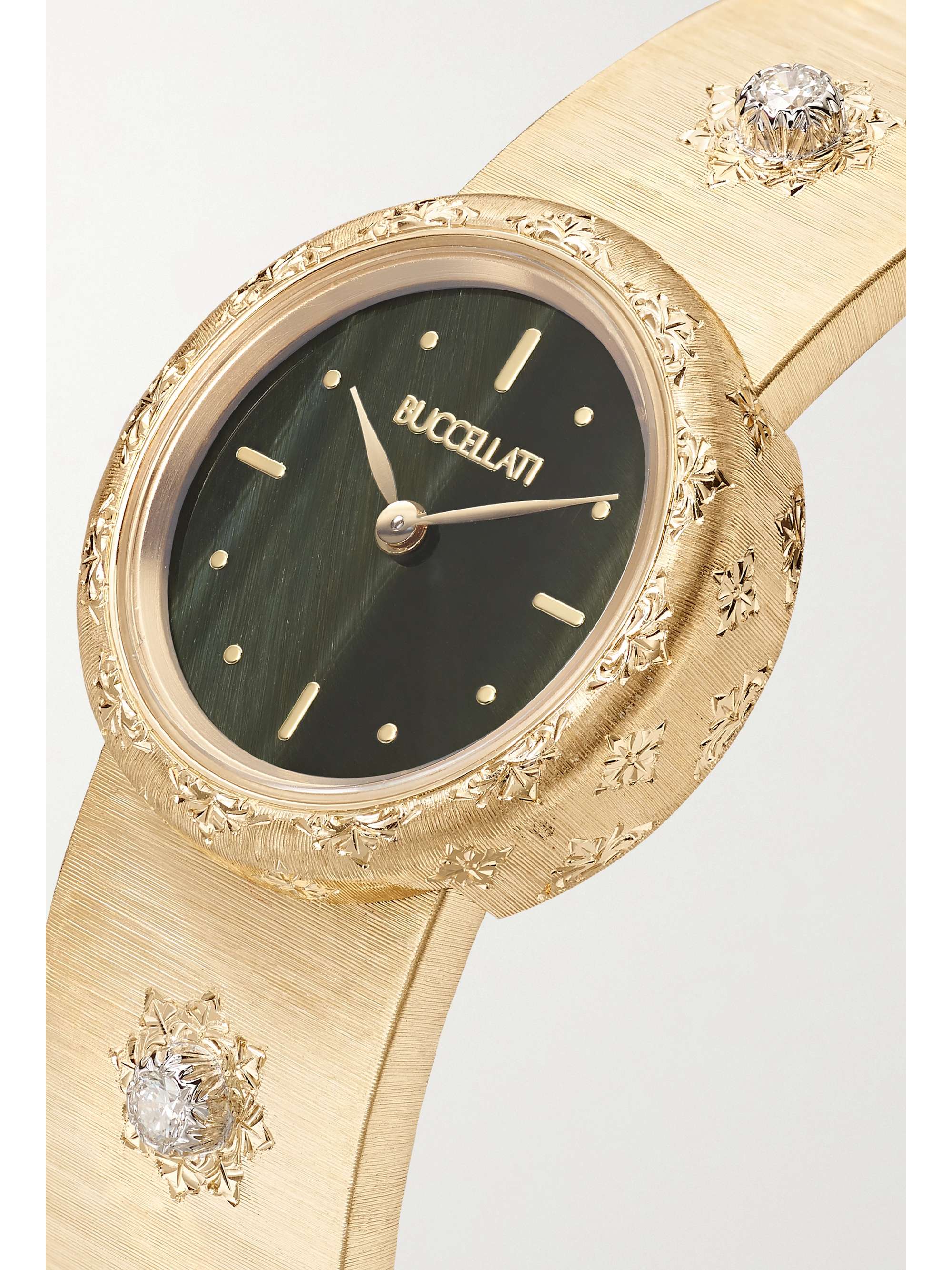 BUCCELLATI Macri 24mm 18-karat gold, malachite and diamond watch