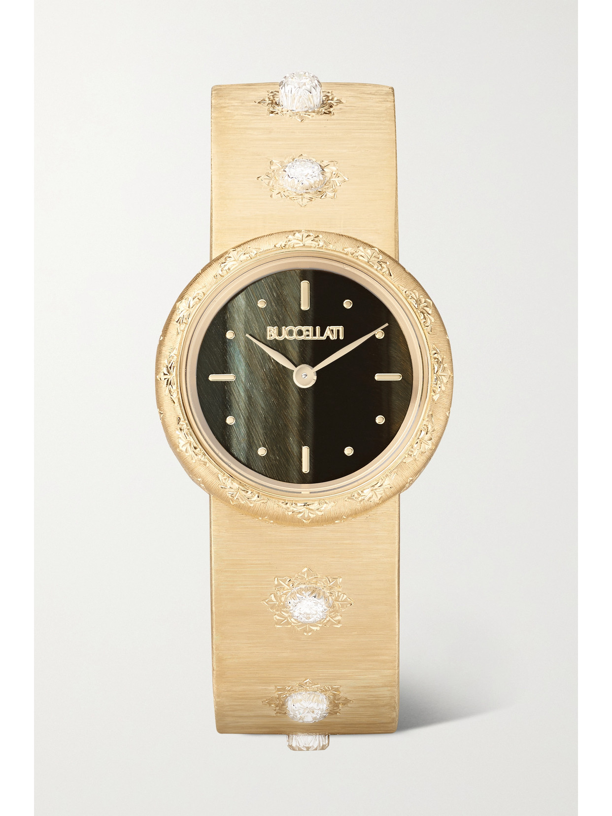 Buccellati Macri 24mm 18-karat Gold, Hawk's Eye And Diamond Watch
