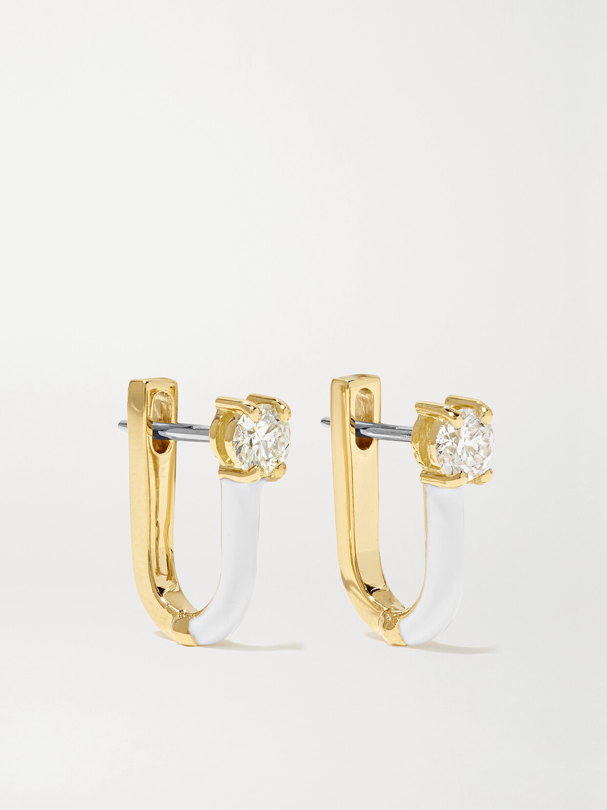 Melissa Kaye Aria U 18-karat , Enamel And Diamond Earrings