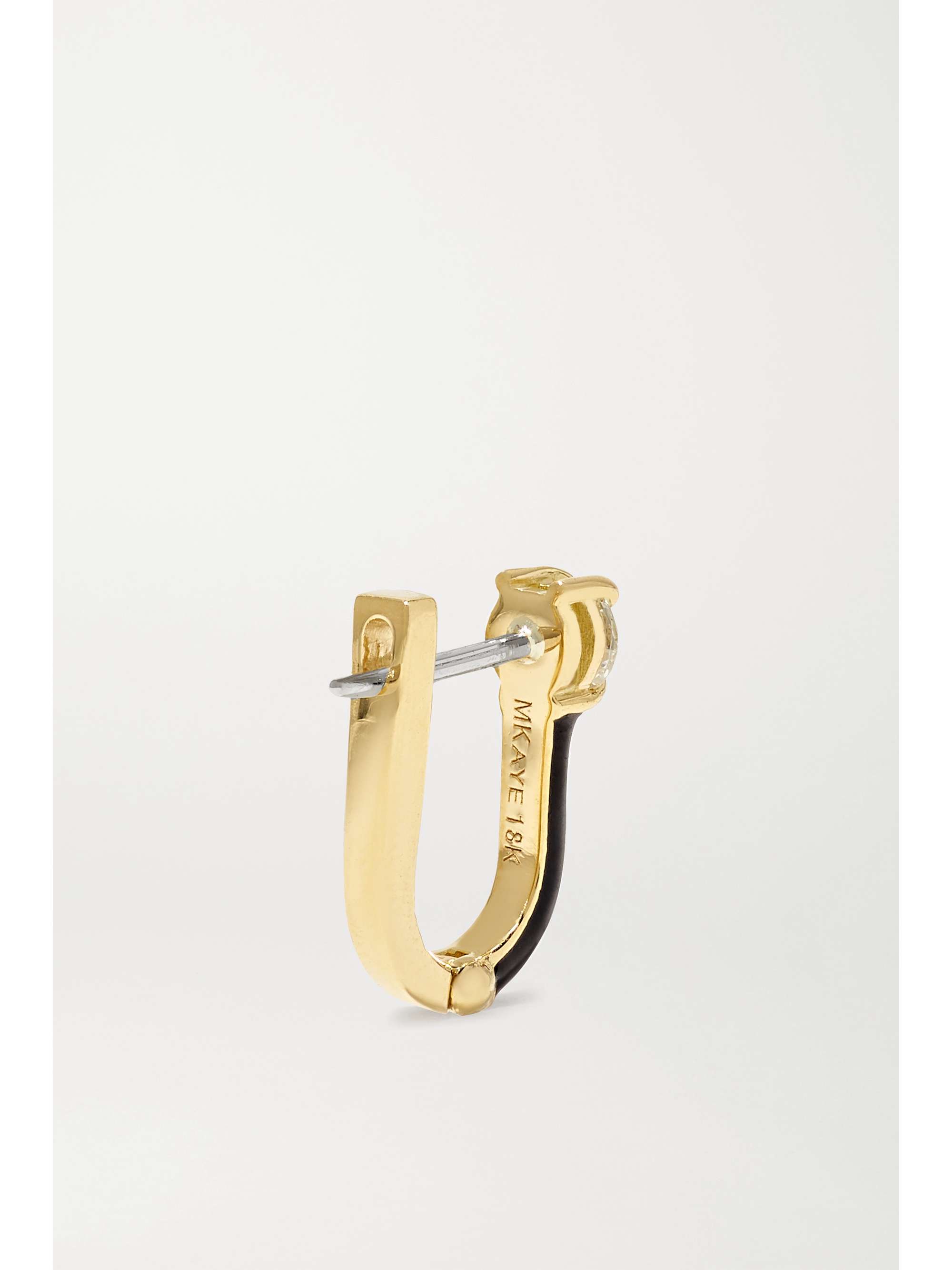 MELISSA KAYE Aria U Huggie 18-karat gold, diamond and enamel earrings