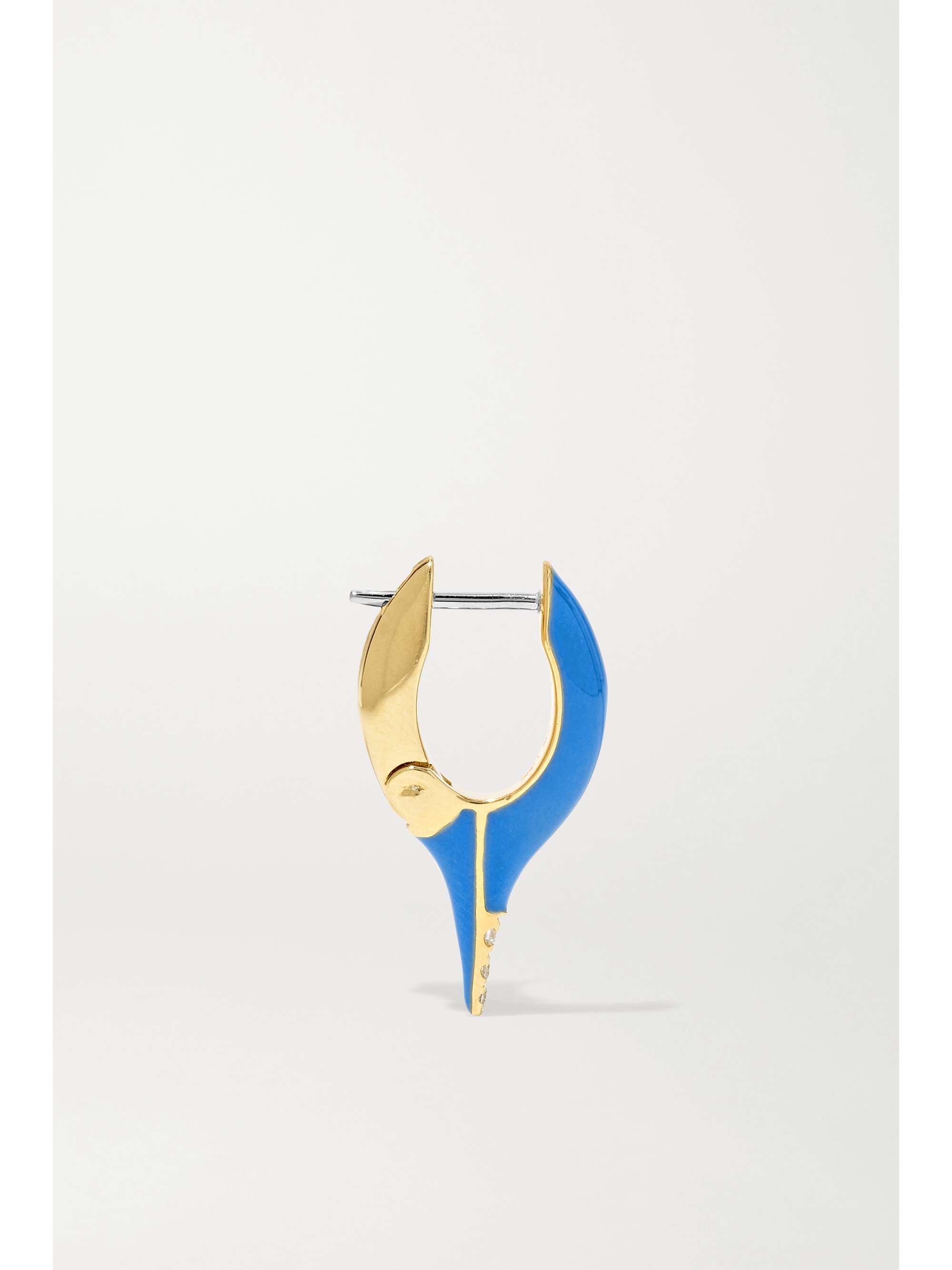 MELISSA KAYE Lola mini 18-karat gold, diamond and enamel earrings