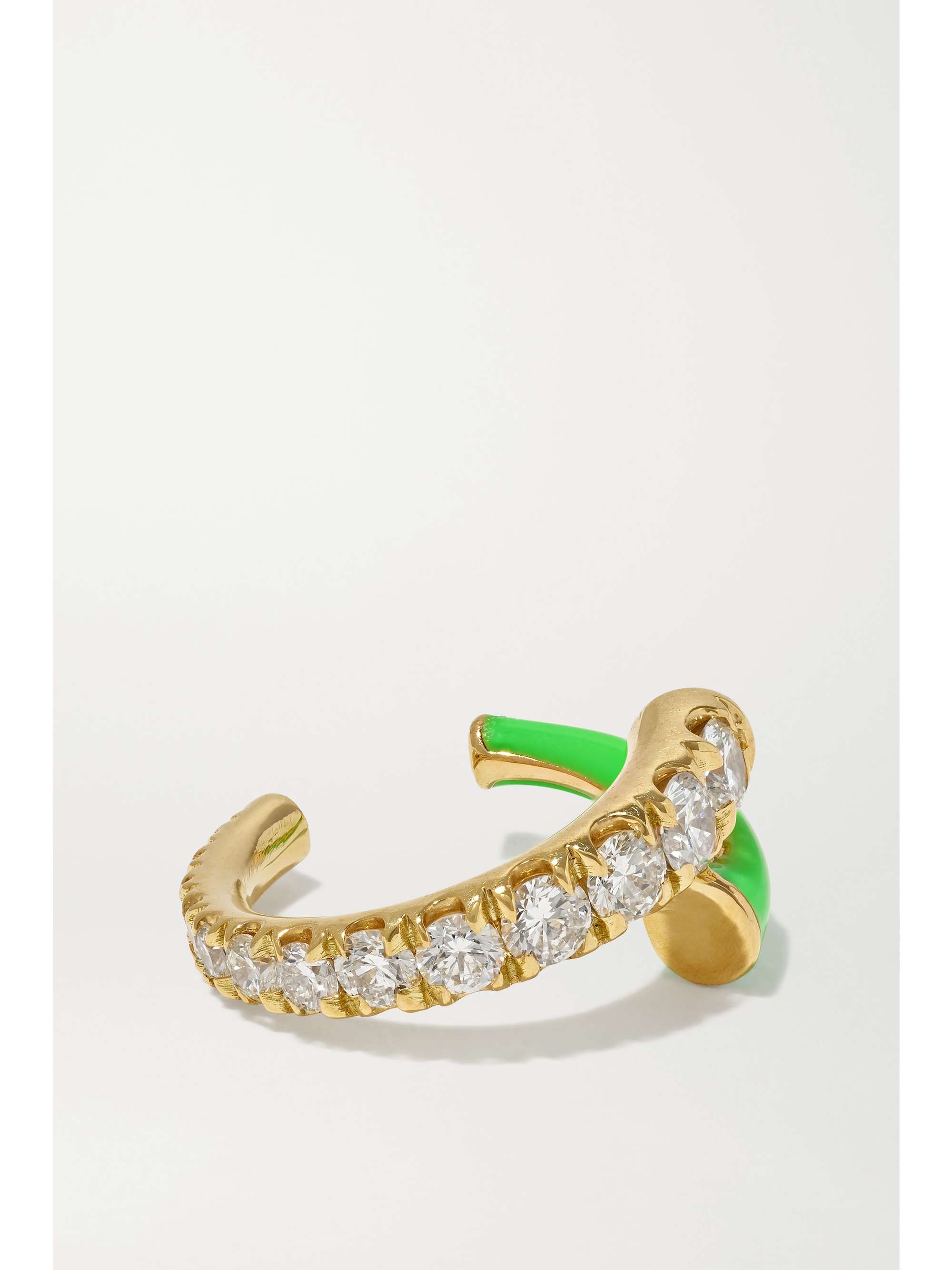 MELISSA KAYE Lola 18-karat gold, diamond and enamel ear cuff