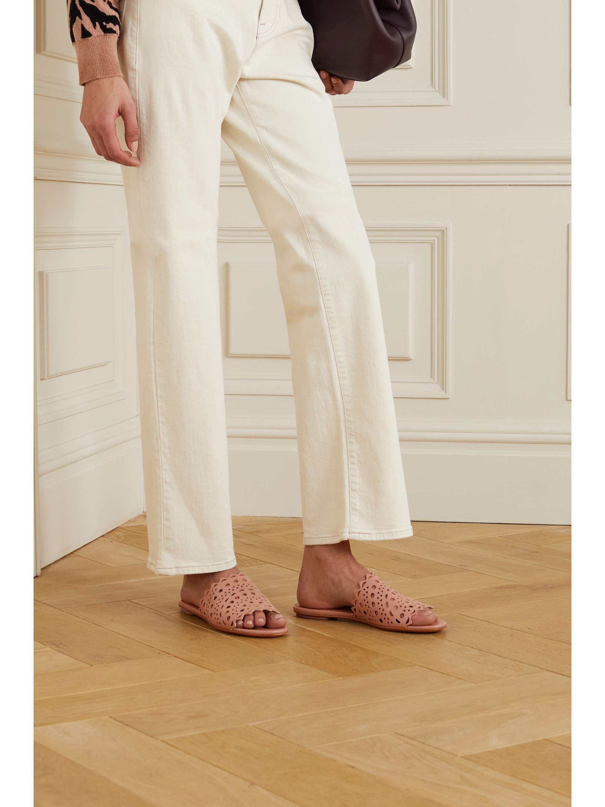 ALAÏA Laser-cut suede slides