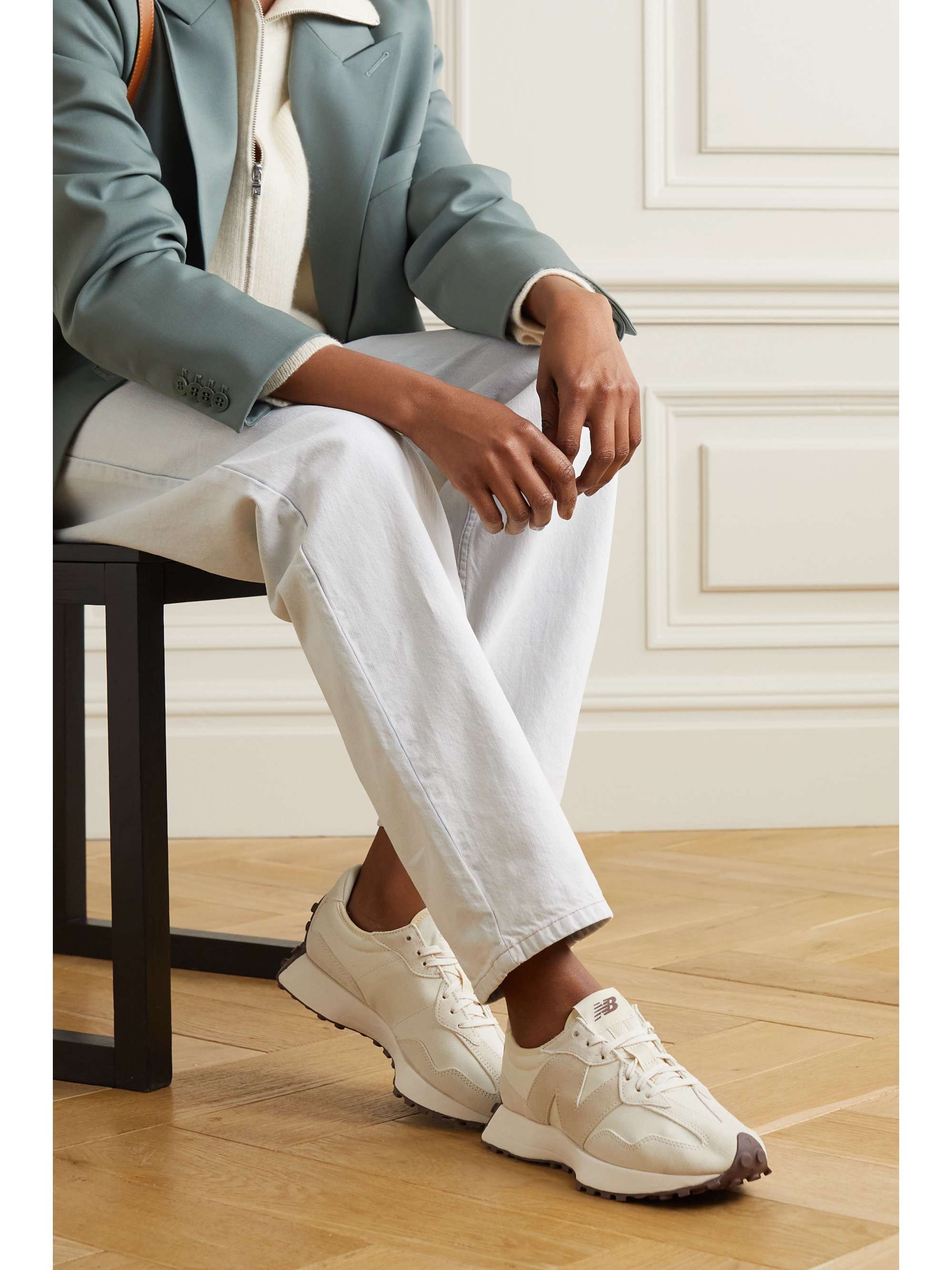 NEW BALANCE 327 canvas and suede sneakers NETAPORTER