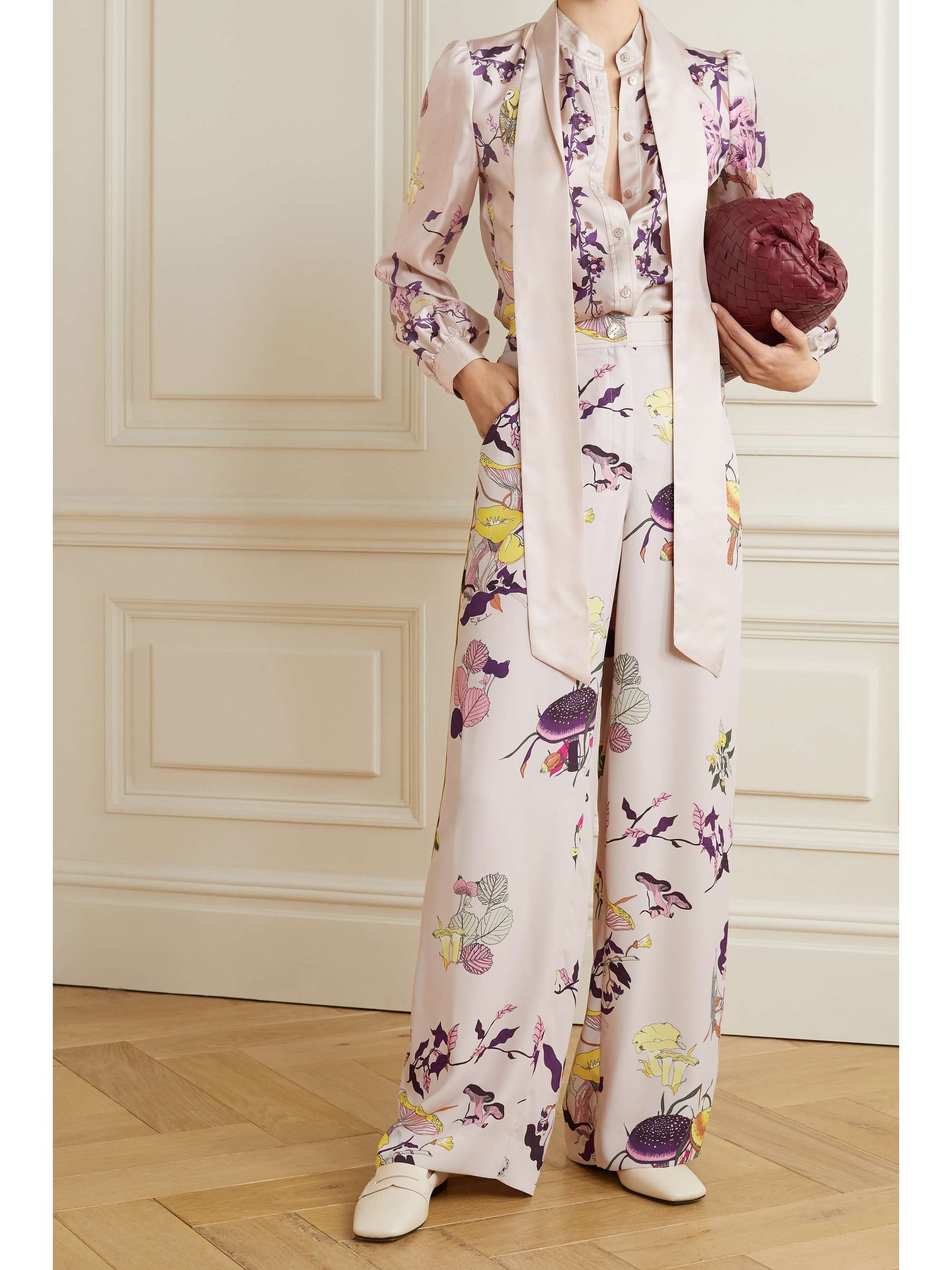 TORY BURCH Printed crepe straight-leg pants | NET-A-PORTER