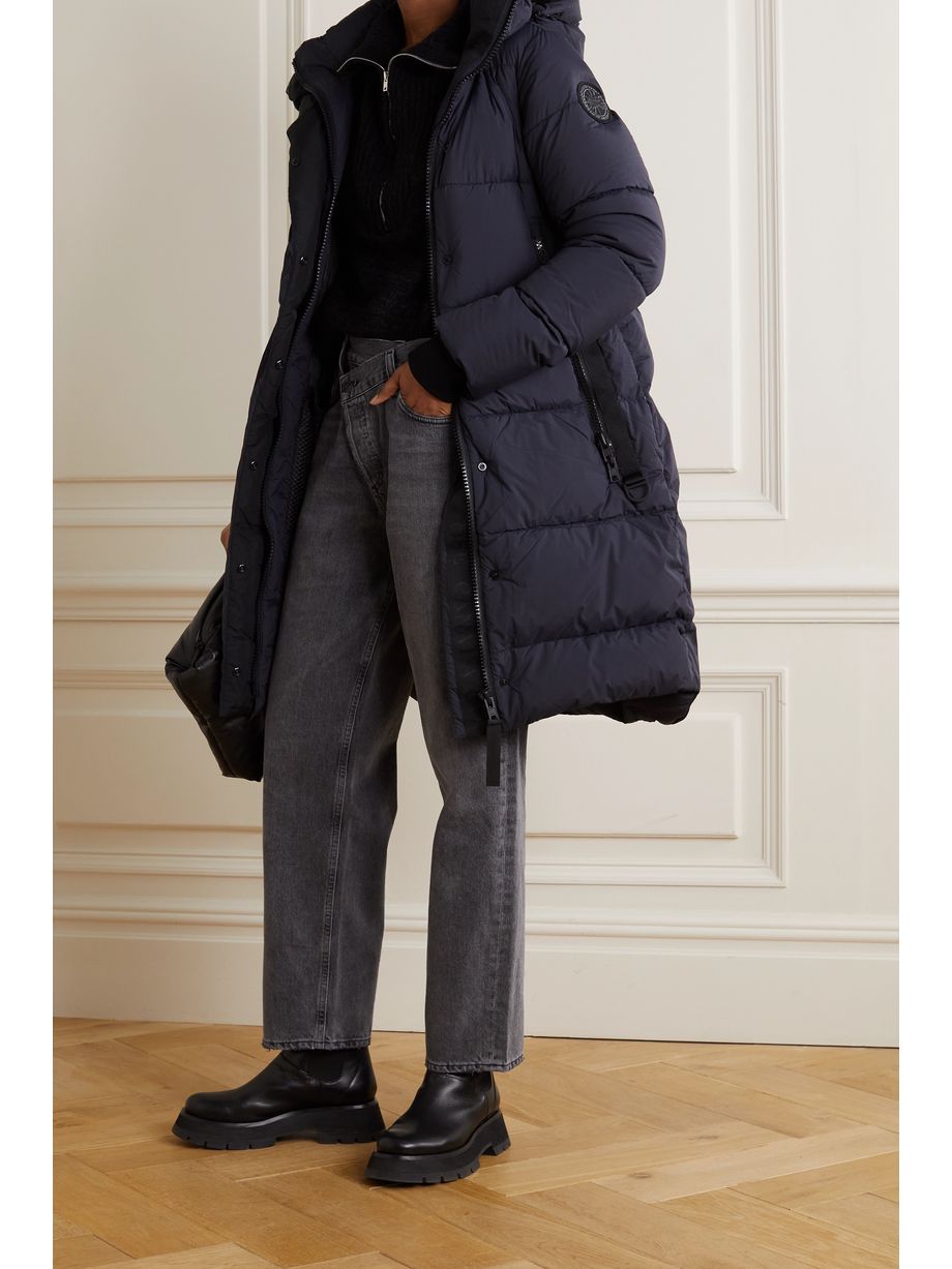 Navy Byward hooded grosgrain-trimmed quilted shell down parka | CANADA