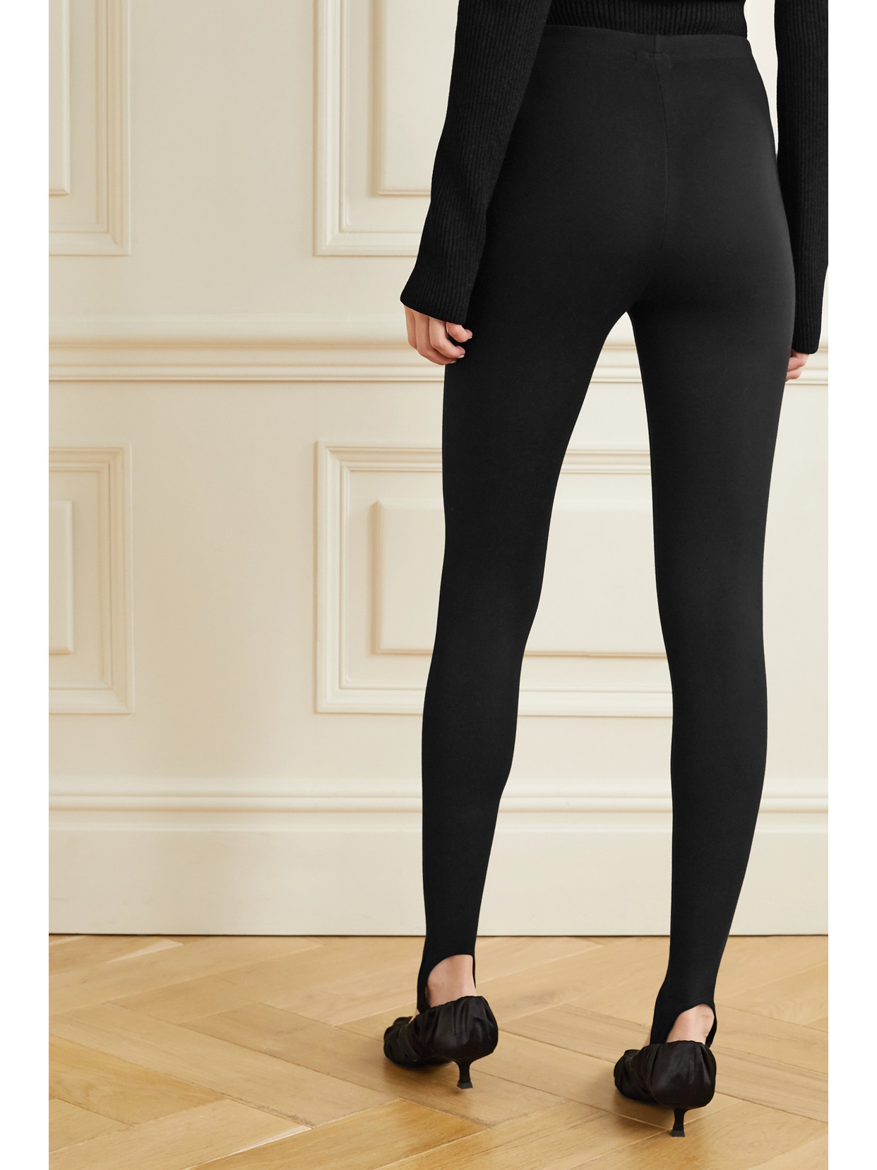 Shop Leset Rio Stretch-ponte Stirrup Leggings In Black