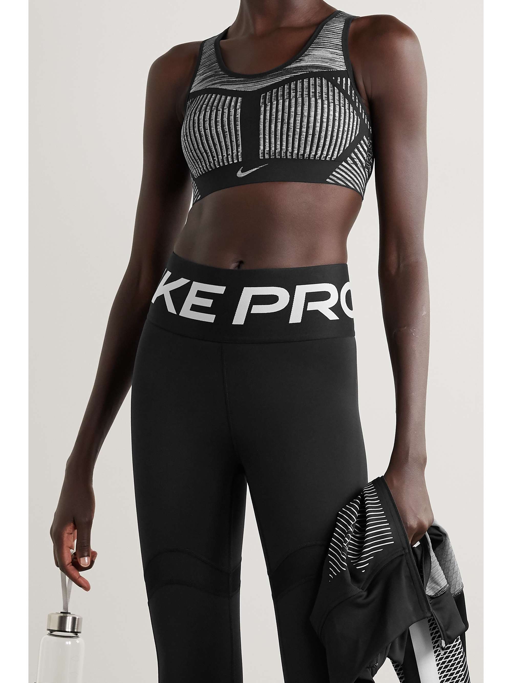 NIKE Fe/Nom striped Flyknit sports bra