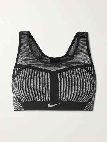 나이키 스포츠 브라 Nike Fe/Nom striped Flyknit sports bra,Black