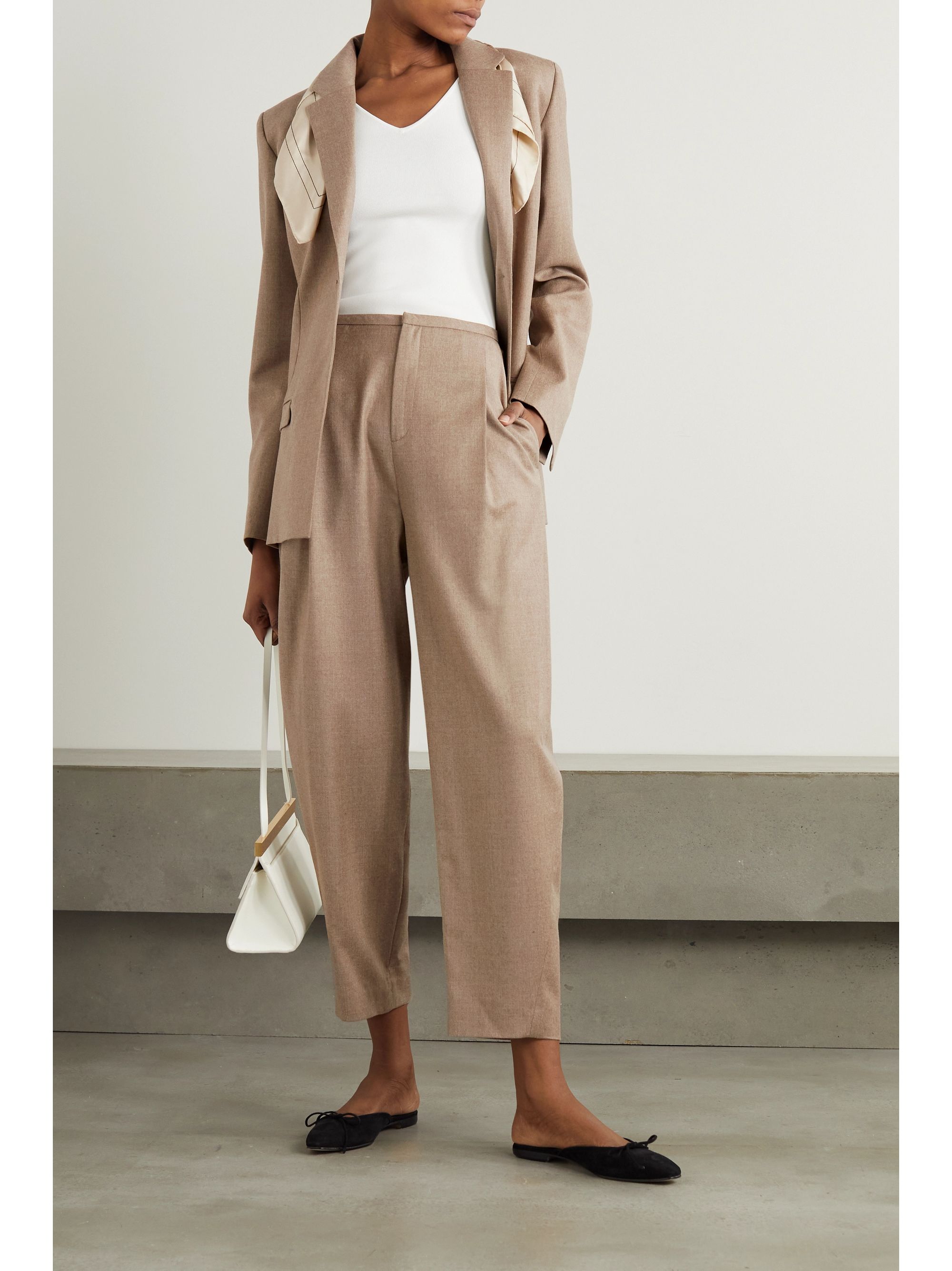 浅褐色羊毛混纺法兰绒西装外套 Net A Porter Toteme Net A Porter