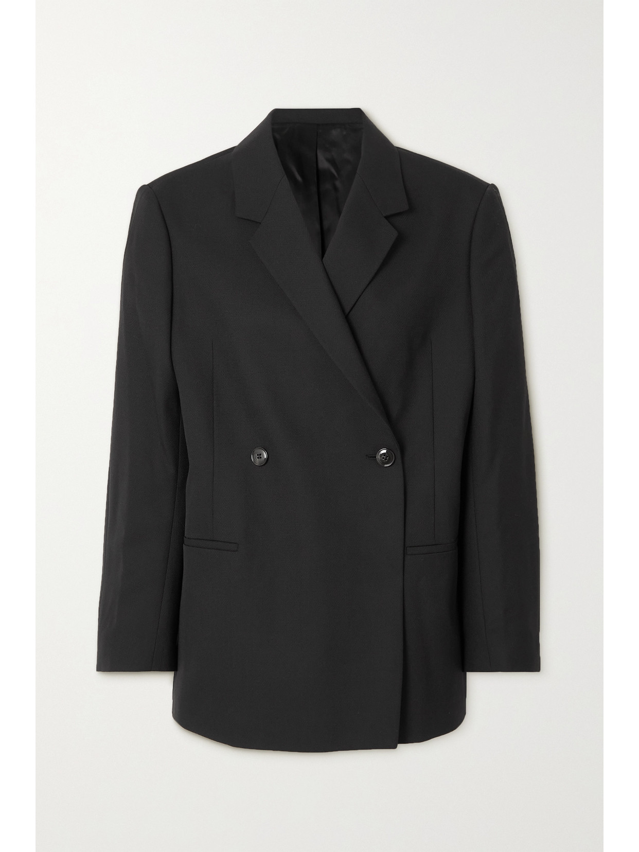 Totême Loreo Oversized Double-breasted Woven Blazer In Black