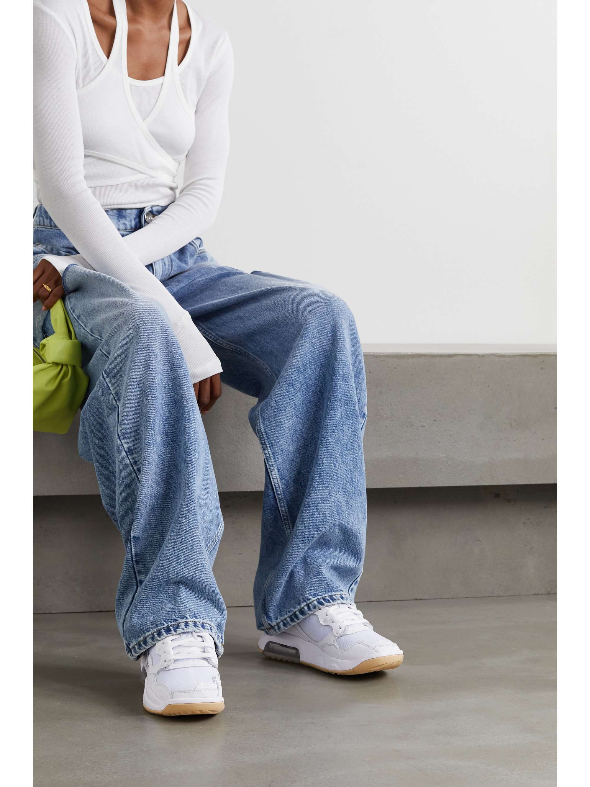 White Jordan MA2 rubber-trimmed leather, mesh and suede sneakers | NIKE |  NET-A-PORTER