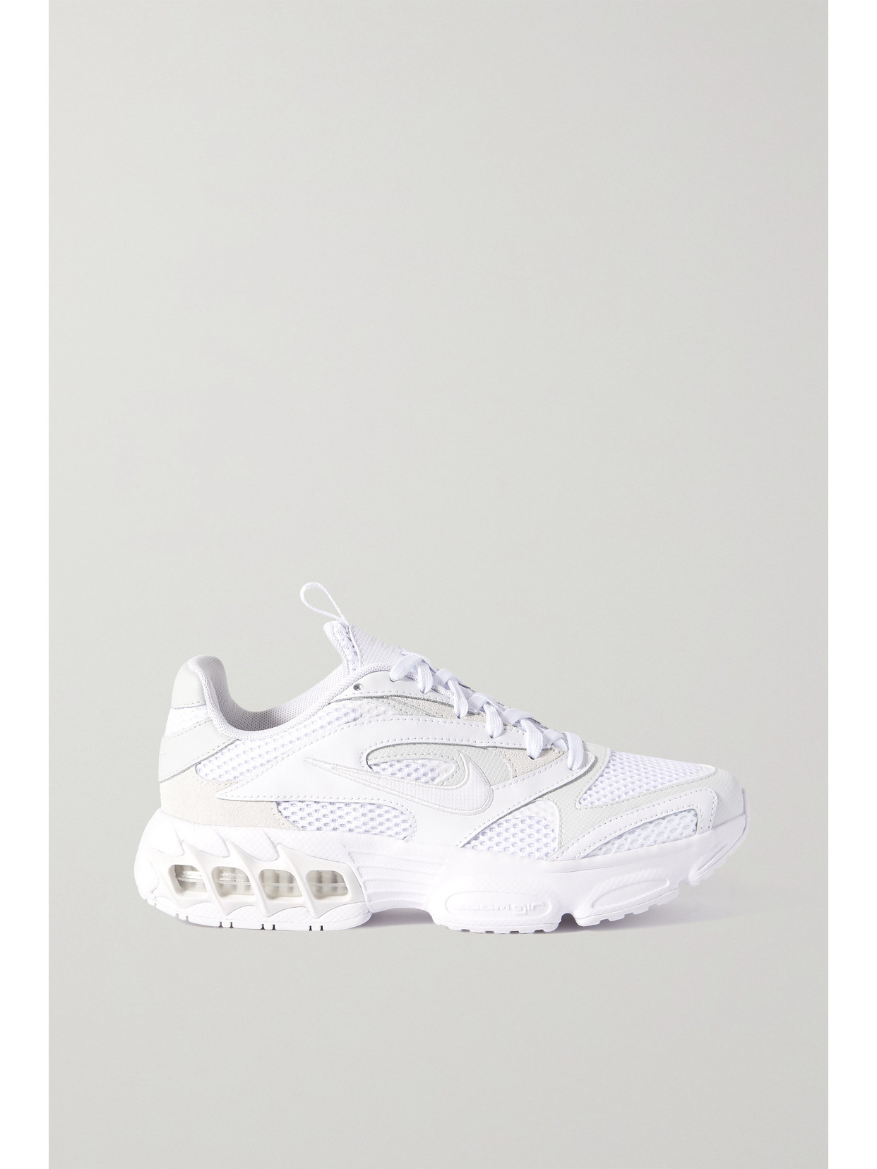 Nike Zoom Air Fire Mesh, Faux Leather And Faux Suede Sneakers In White